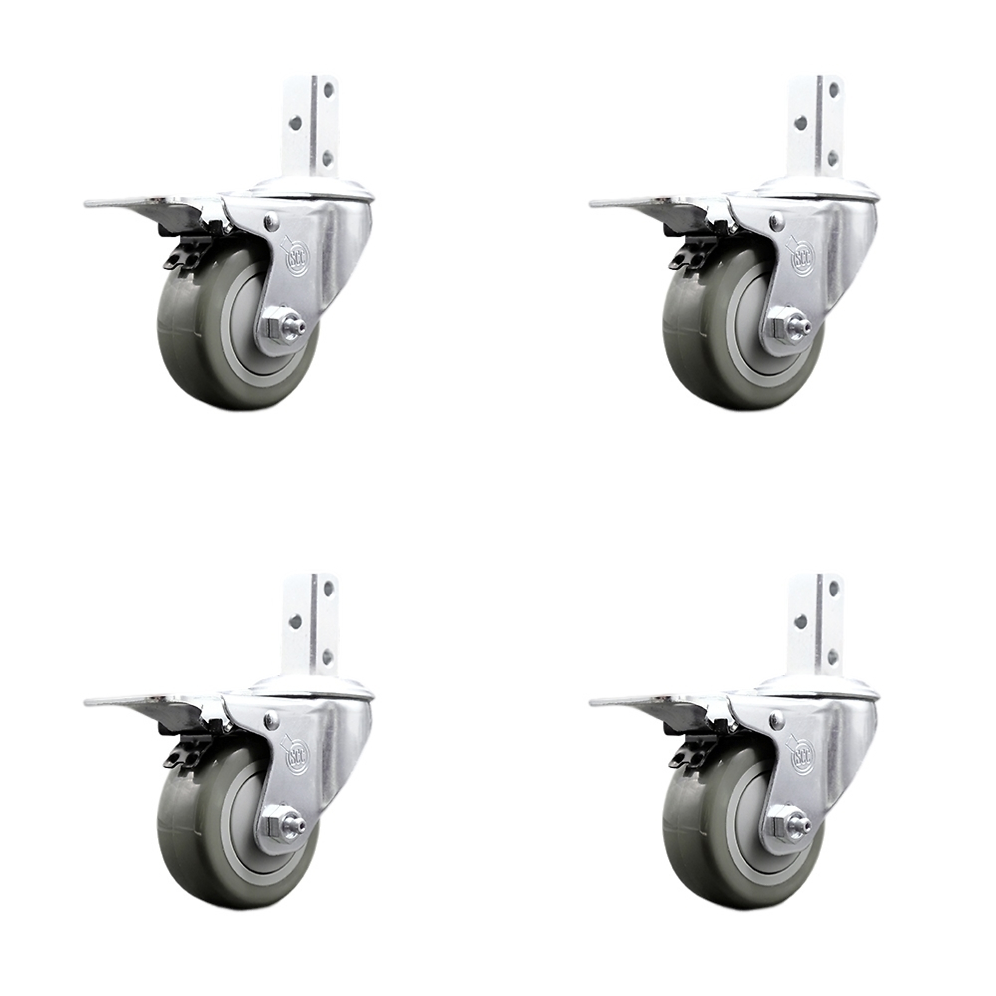 Service Caster, 3 1/2Inch x 1 1/4Inch Stem Casters, Wheel Diameter 3.5 in, Caster Type Swivel, Package (qty.) 4, Model SCC-SQTTL20S3514-PPUB-GRY-34-4