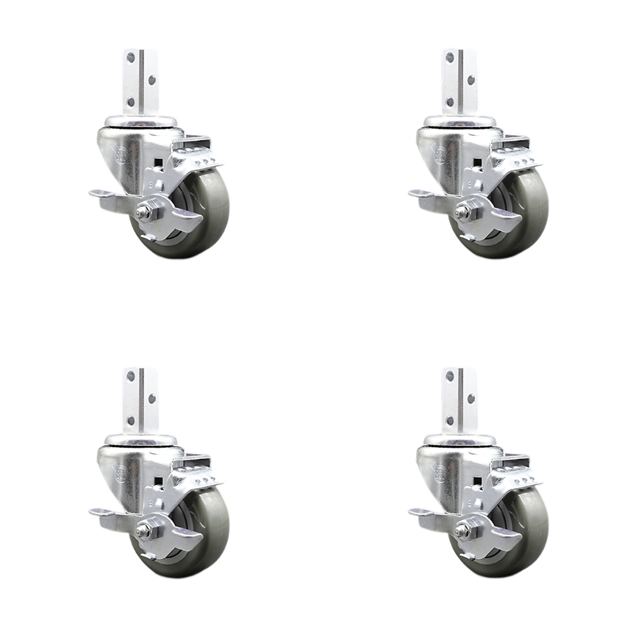 Service Caster, 3Inch x 1 1/4Inch Stem Casters, Wheel Diameter 3 in, Caster Type Swivel, Package (qty.) 4, Model SCC-SQ20S314-PPUB-GRY-TLB-78-4