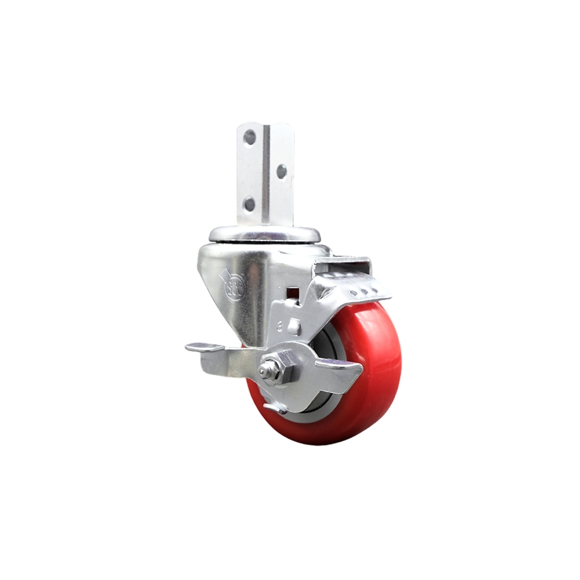 Service Caster, 3Inch x 1 1/4Inch Stem Caster, Wheel Diameter 3 in, Caster Type Swivel, Package (qty.) 1, Model SCC-SQ20S314-PPUB-RED-TLB-34