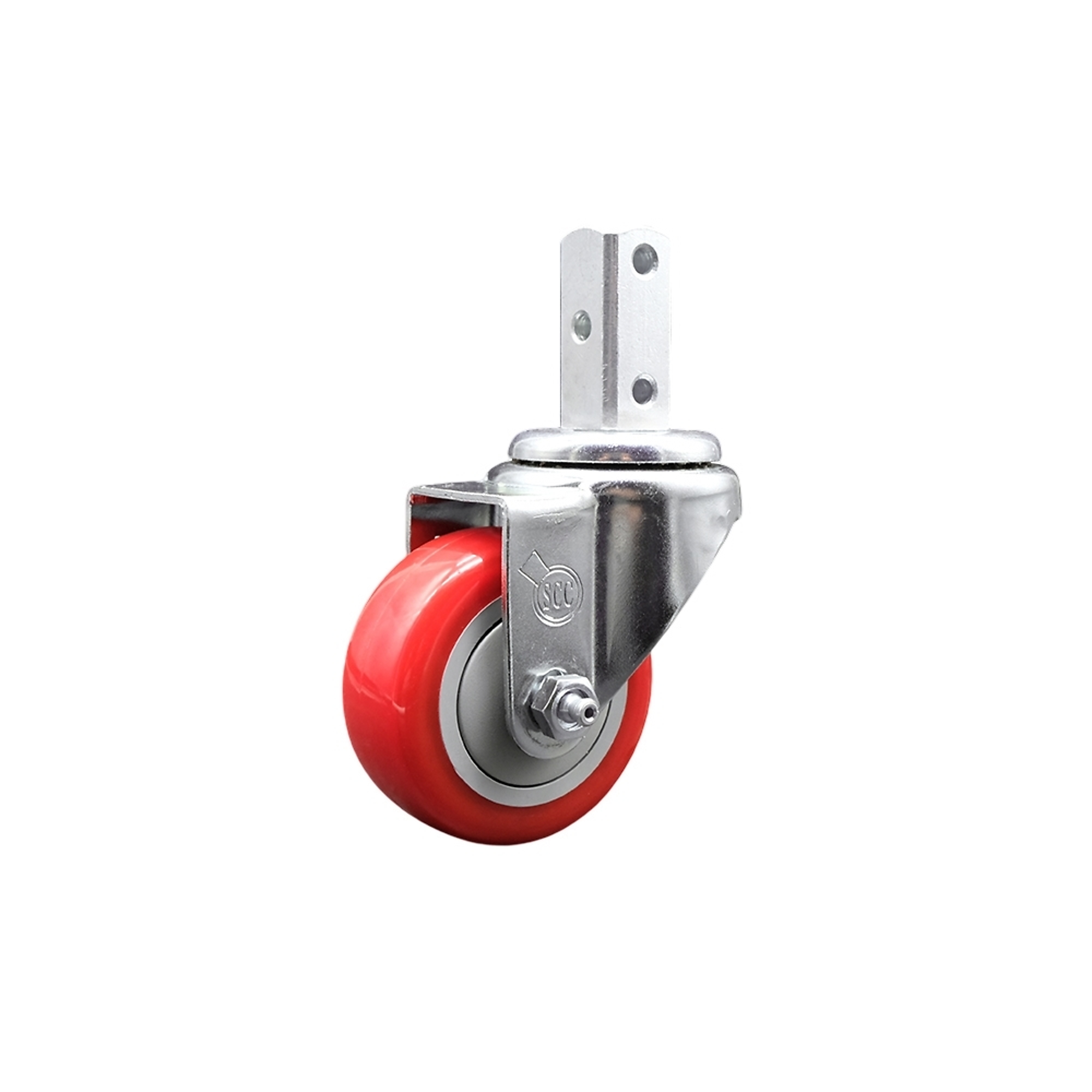 Service Caster, 3Inch x 1 1/4Inch Stem Caster, Wheel Diameter 3 in, Caster Type Swivel, Package (qty.) 1, Model SCC-SQ20S314-PPUB-RED-34