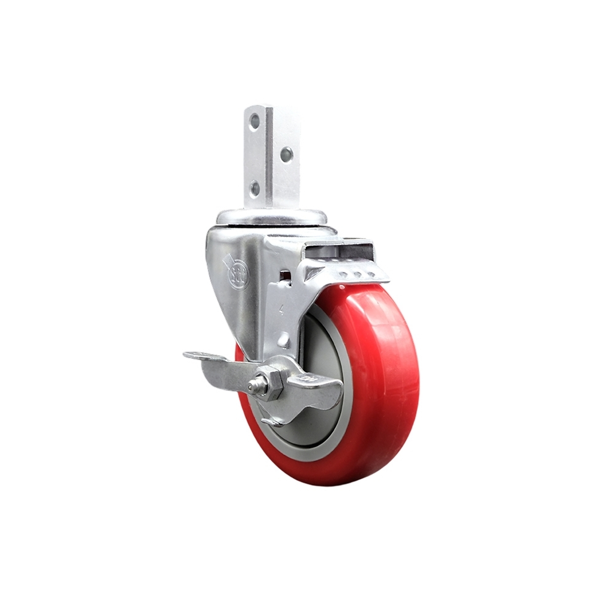 Service Caster, 4Inch x 1 1/4Inch Stem Caster, Wheel Diameter 4 in, Caster Type Swivel, Package (qty.) 1, Model SCC-SQ20S414-PPUB-RED-TLB-78