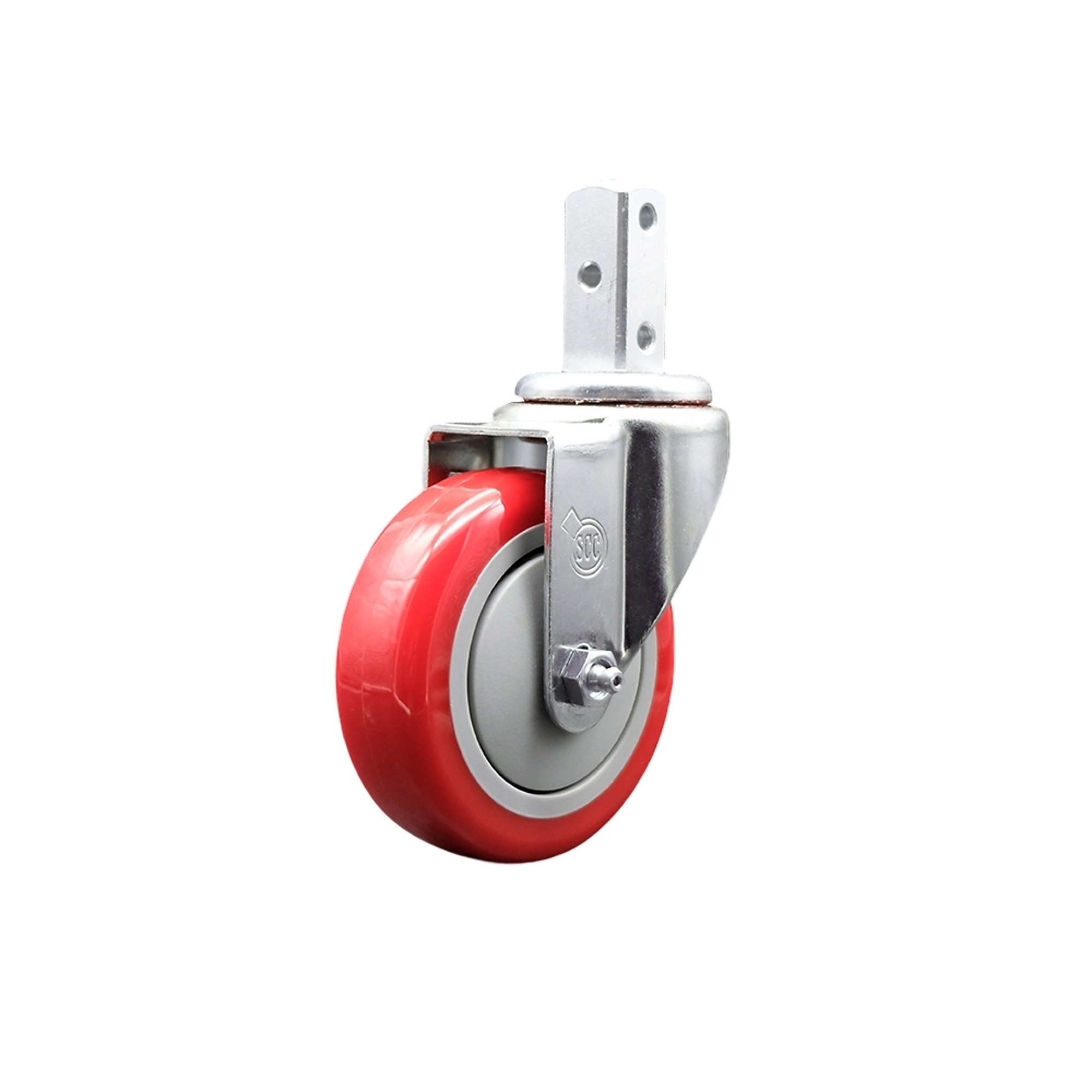 Service Caster, 4Inch x 1 1/4Inch Stem Caster, Wheel Diameter 4 in, Caster Type Swivel, Package (qty.) 1, Model SCC-SQ20S414-PPUB-RED-78