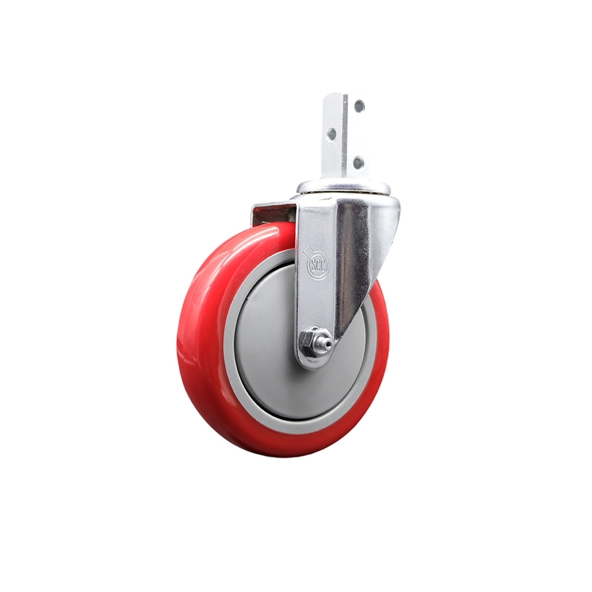 Service Caster, 5Inch x 1 1/4Inch Stem Caster, Wheel Diameter 5 in, Caster Type Swivel, Package (qty.) 1, Model SCC-SQ20S514-PPUB-RED-34