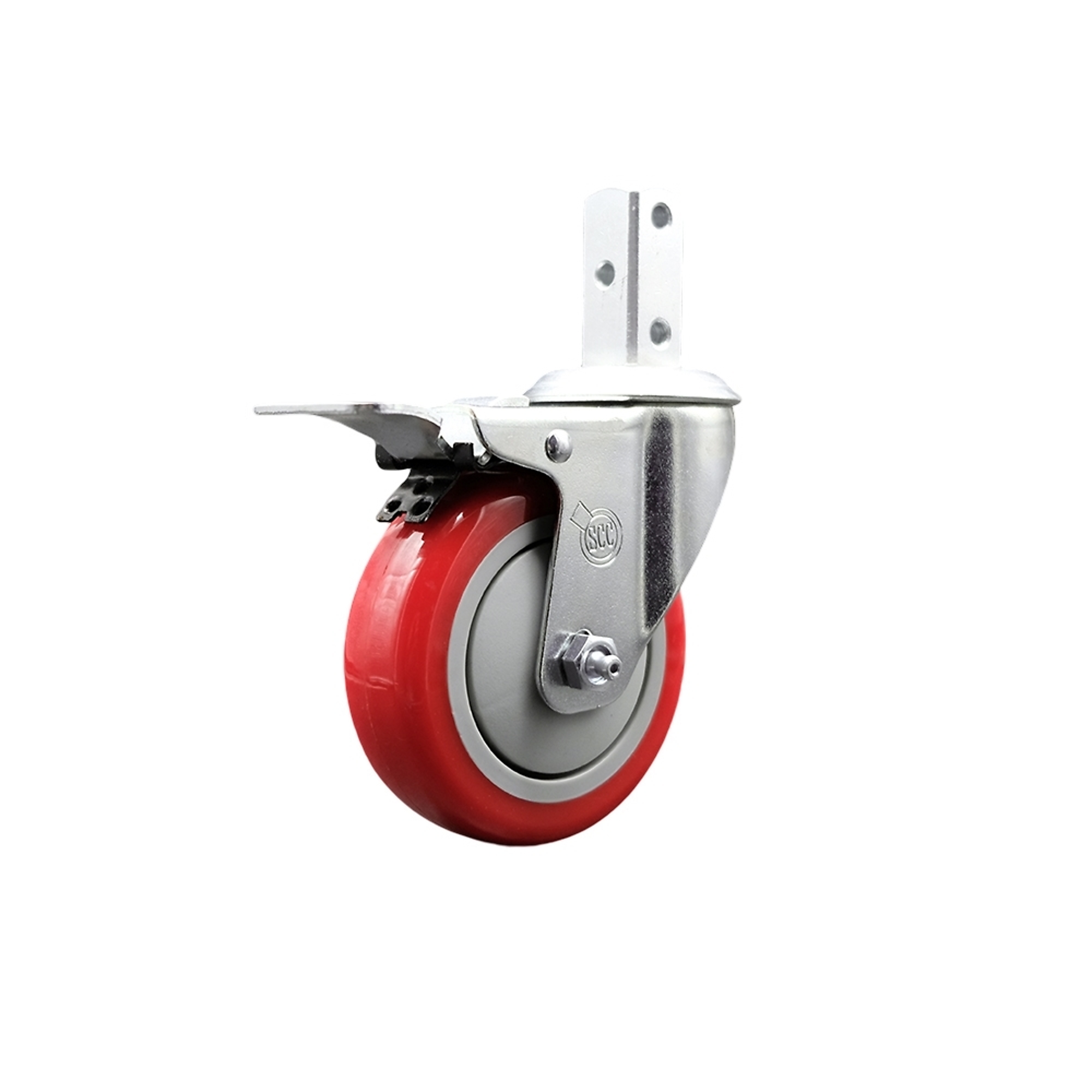 Service Caster, 4Inch x 1 1/4Inch Stem Caster, Wheel Diameter 4 in, Caster Type Swivel, Package (qty.) 1, Model SCC-SQTTL20S414-PPUB-RED-78