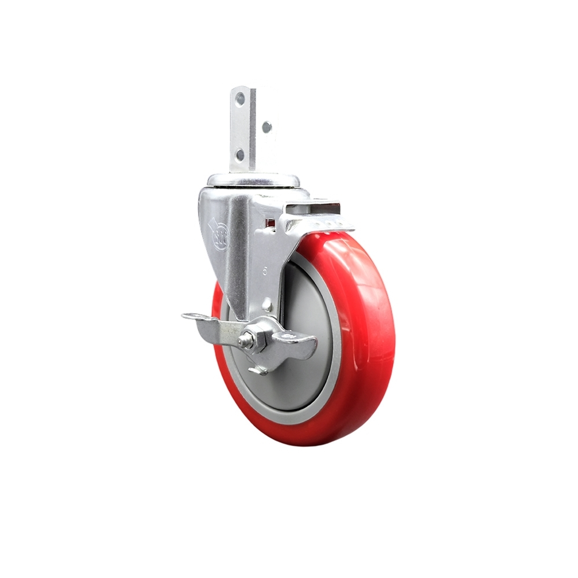 Service Caster, 5Inch x 1 1/4Inch Stem Caster, Wheel Diameter 5 in, Caster Type Swivel, Package (qty.) 1, Model SCC-SQ20S514-PPUB-RED-TLB-34