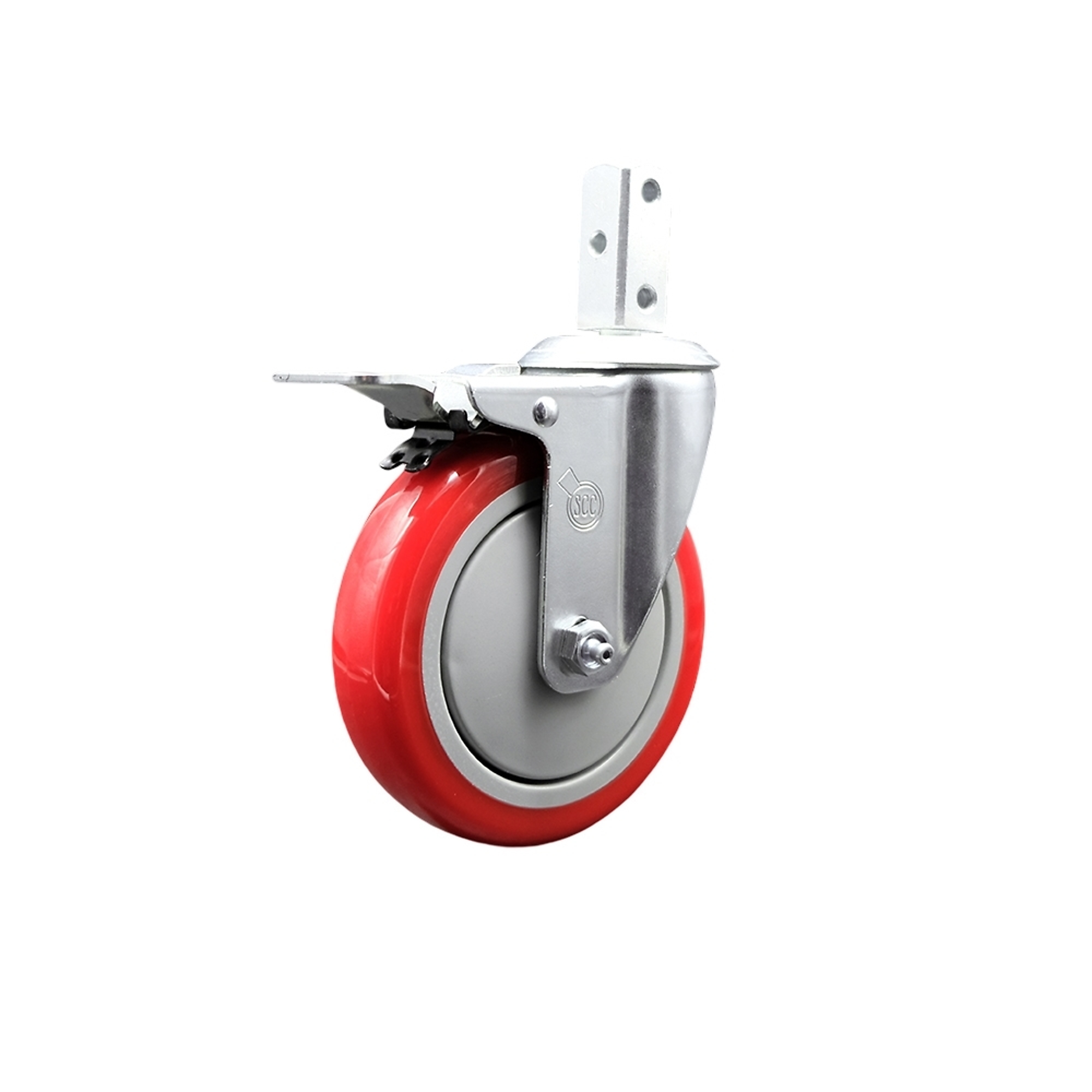 Service Caster, 5Inch x 1 1/4Inch Stem Caster, Wheel Diameter 5 in, Caster Type Swivel, Package (qty.) 1, Model SCC-SQTTL20S514-PPUB-RED-34