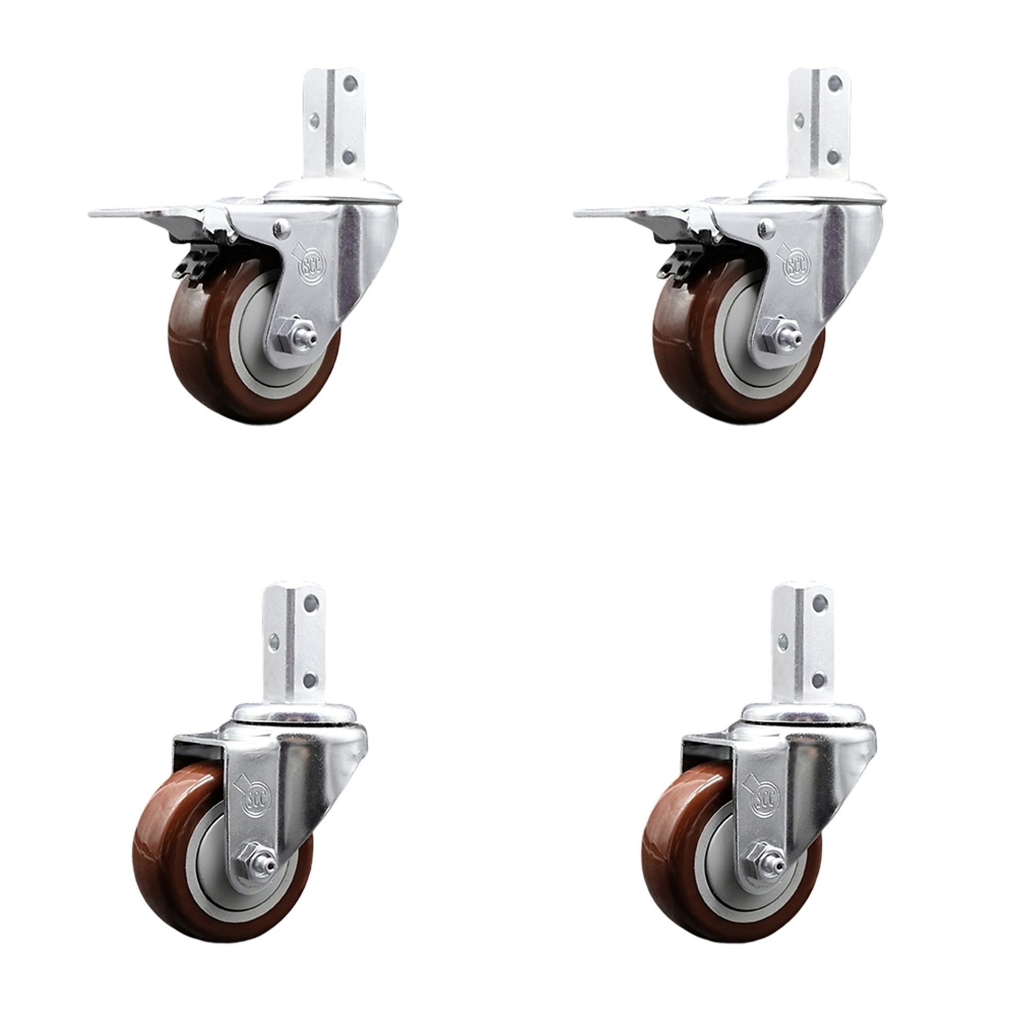 Service Caster, 3Inch x 1 1/4Inch Stem Casters, Wheel Diameter 3 in, Caster Type Swivel, Package (qty.) 4, Model SCC-SQTTL20S314-PPUB-MRN-78-2-S-2