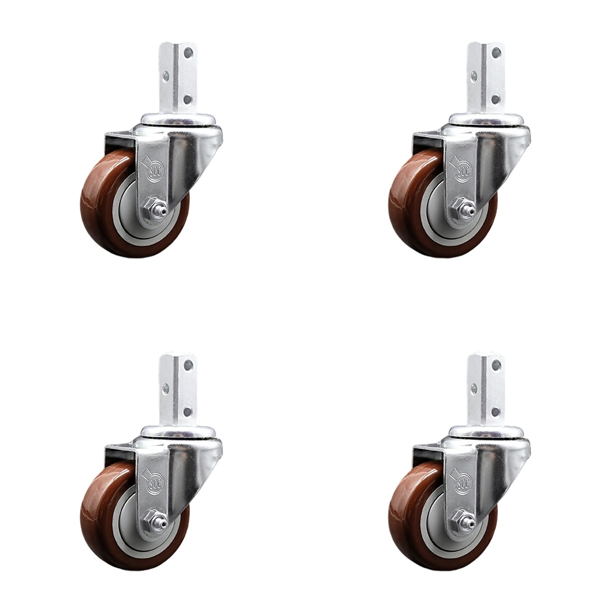 Service Caster, 3Inch x 1 1/4Inch Stem Casters, Wheel Diameter 3 in, Caster Type Swivel, Package (qty.) 4, Model SCC-SQ20S314-PPUB-MRN-34-4