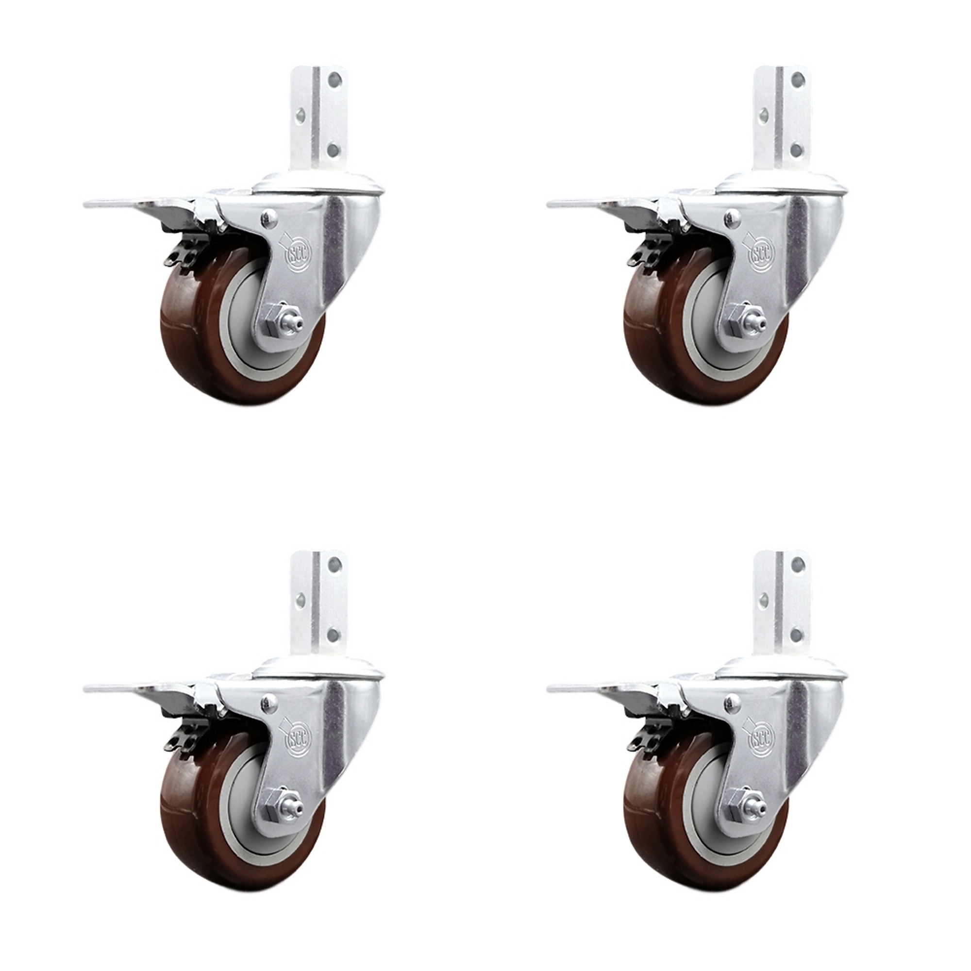 Service Caster, 3Inch x 1 1/4Inch Stem Casters, Wheel Diameter 3 in, Caster Type Swivel, Package (qty.) 4, Model SCC-SQTTL20S314-PPUB-MRN-34-4