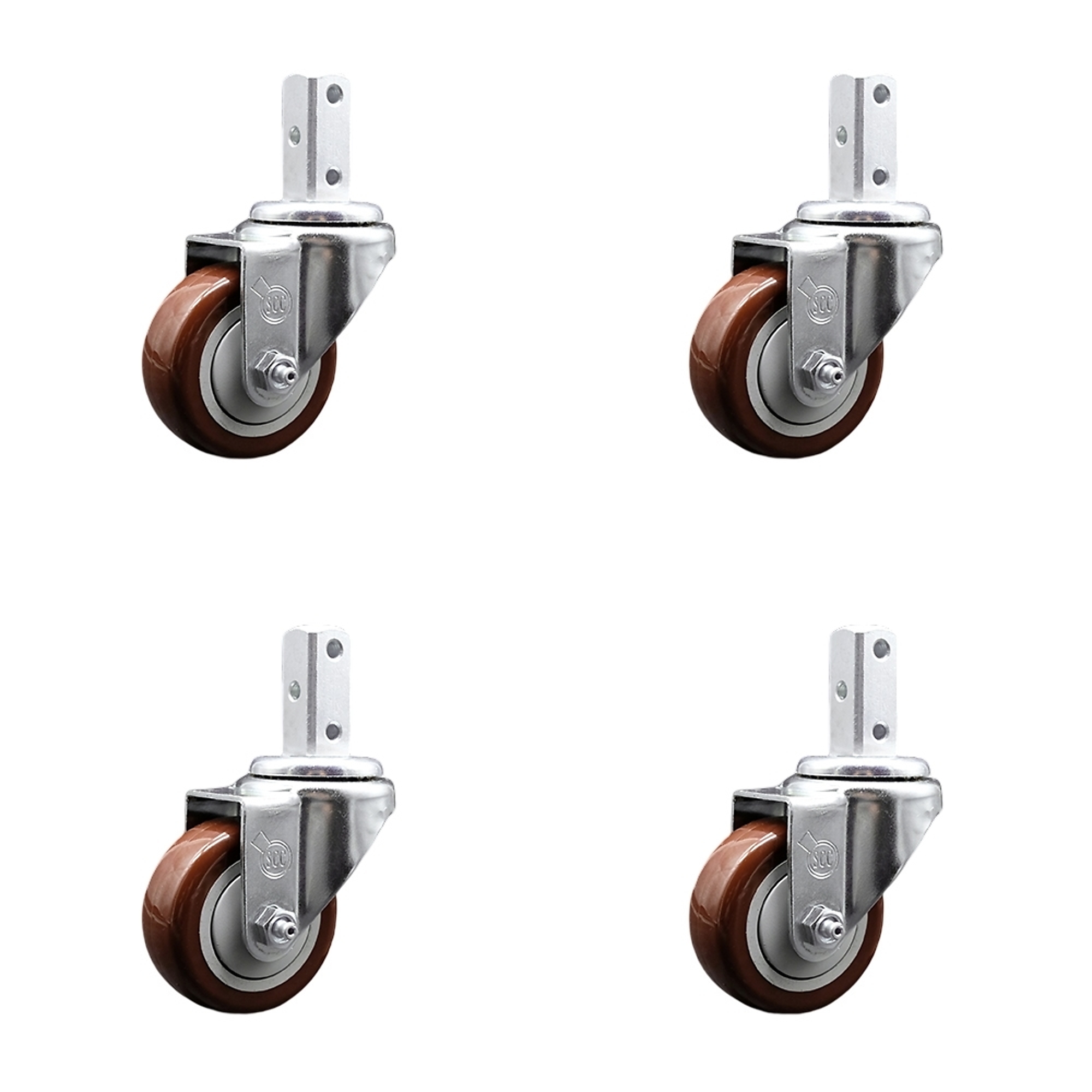 Service Caster, 3Inch x 1 1/4Inch Stem Casters, Wheel Diameter 3 in, Caster Type Swivel, Package (qty.) 4, Model SCC-SQ20S314-PPUB-MRN-78-4