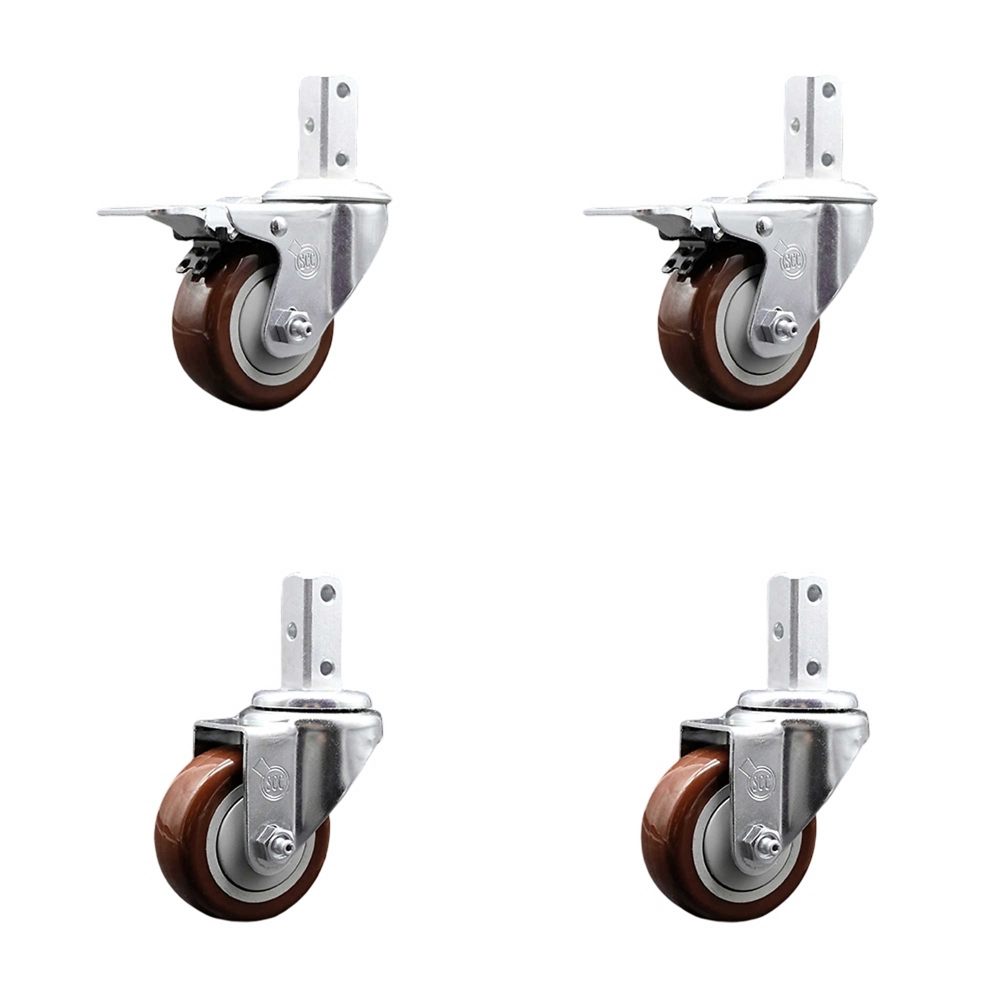 Service Caster, 3 1/2Inch x 1 1/4Inch Stem Casters, Wheel Diameter 3.5 in, Caster Type Swivel, Package (qty.) 4, Model SCC-SQTTL20S3514-PPUB-MRN-34-2-