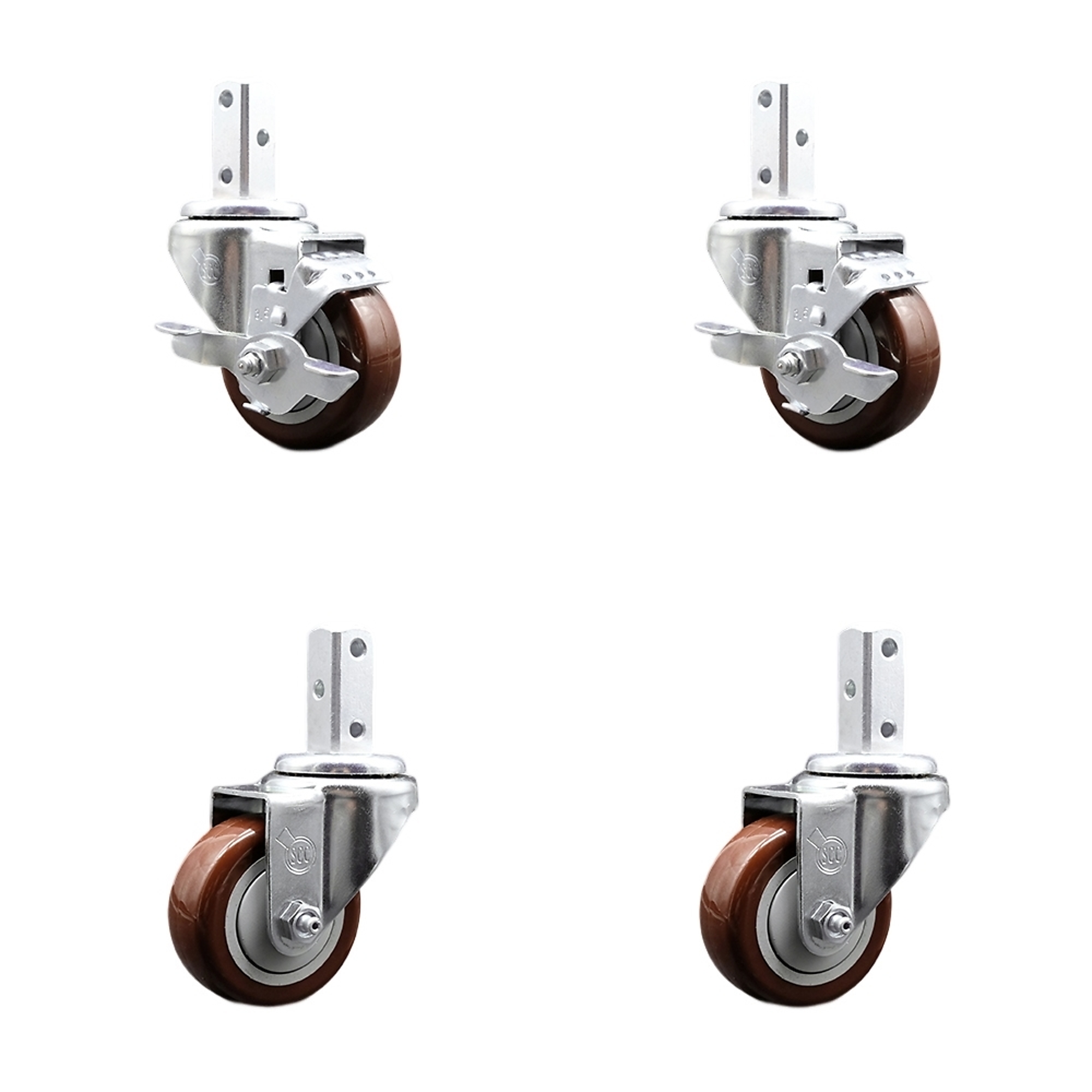 Service Caster, 3 1/2Inch x 1 1/4Inch Stem Casters, Wheel Diameter 3.5 in, Caster Type Swivel, Package (qty.) 4, Model SCC-SQ20S3514-PPUB-MRN-TLB-78-2