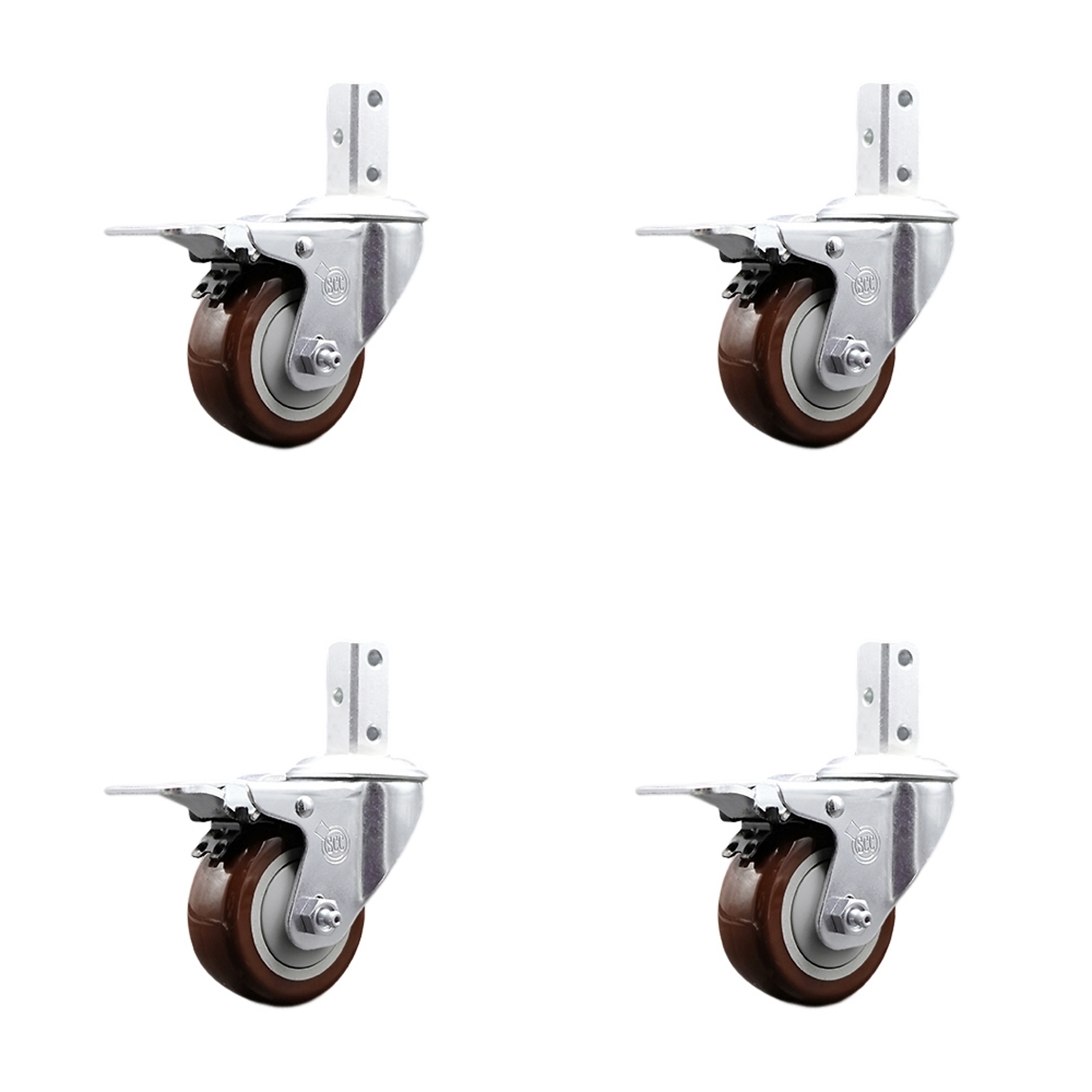 Service Caster, 3 1/2Inch x 1 1/4Inch Stem Casters, Wheel Diameter 3.5 in, Caster Type Swivel, Package (qty.) 4, Model SCC-SQTTL20S3514-PPUB-MRN-78-4