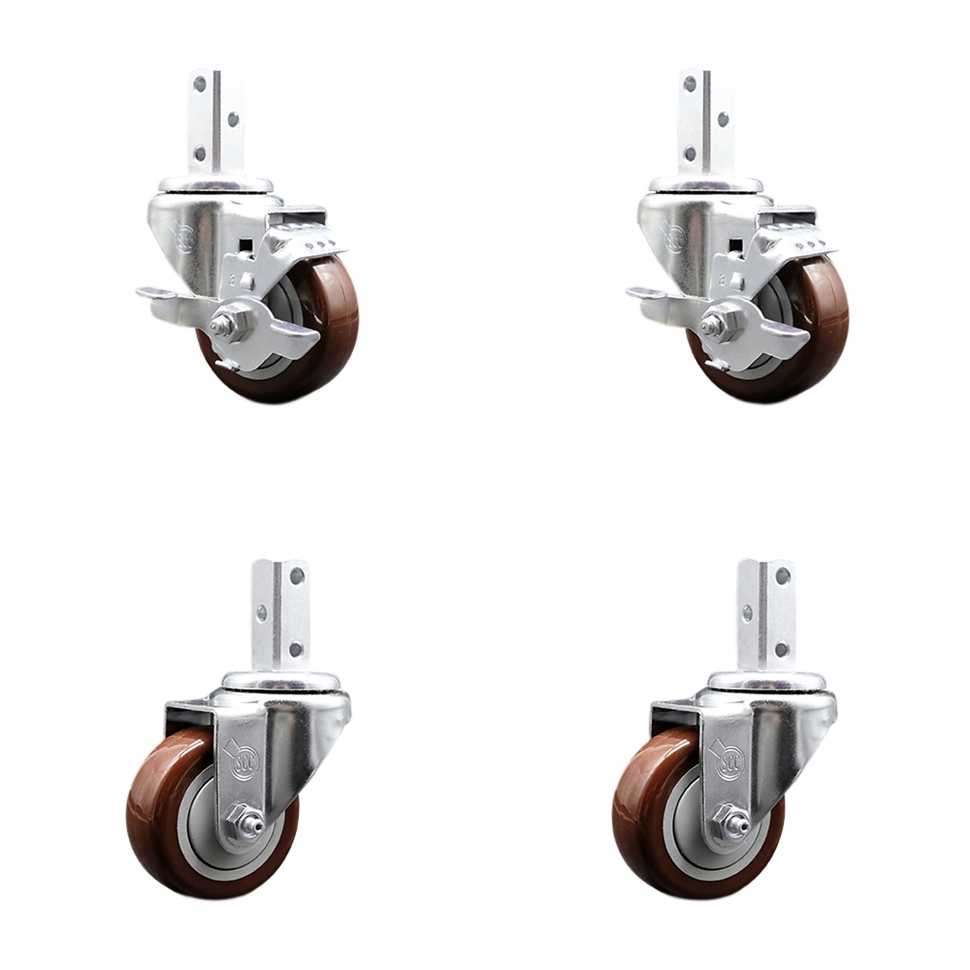 Service Caster, 3Inch x 1 1/4Inch Stem Casters, Wheel Diameter 3 in, Caster Type Swivel, Package (qty.) 4, Model SCC-SQ20S314-PPUB-MRN-TLB-78-2-S-2