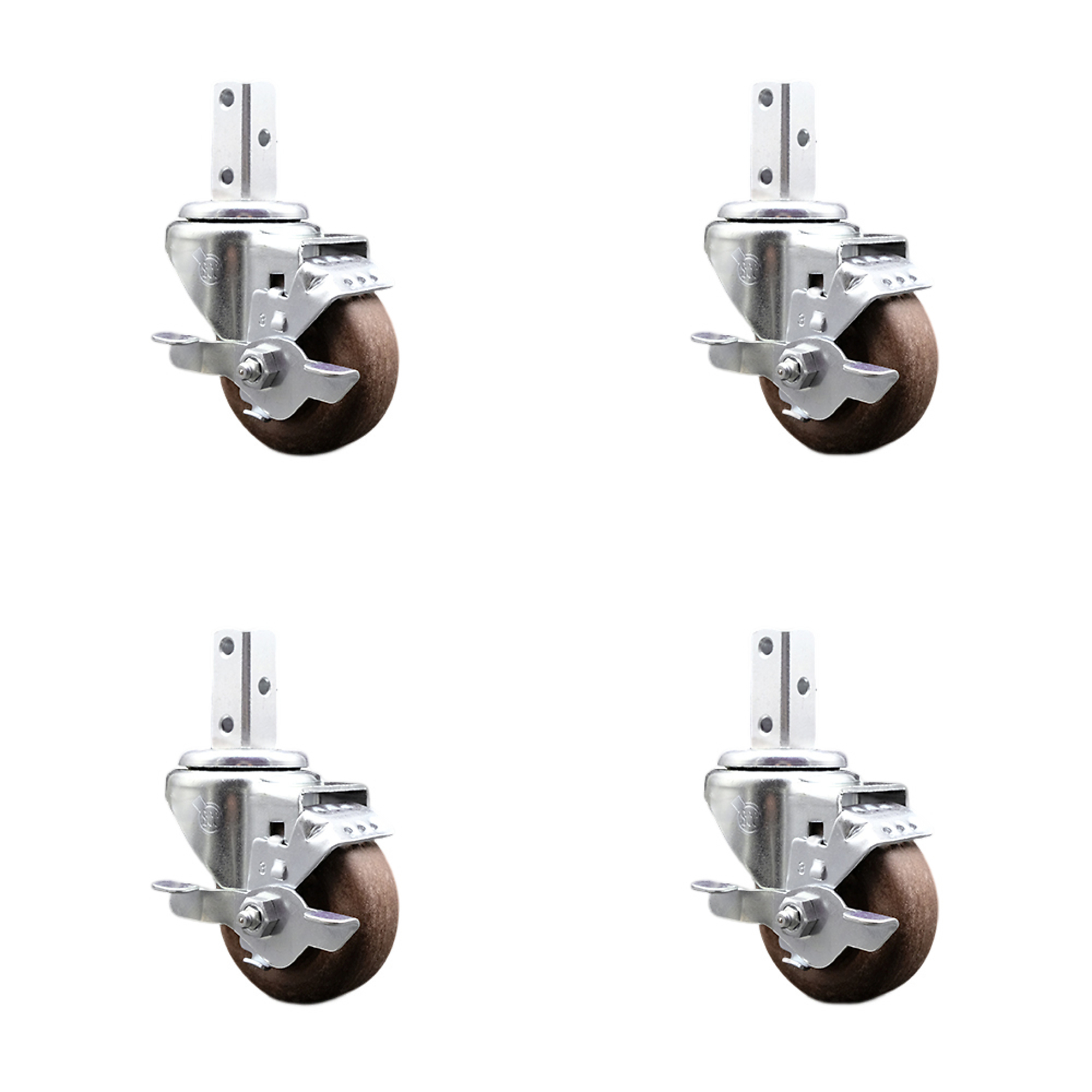 Service Caster, 3Inch x 1 1/4Inch Stem Casters, Wheel Diameter 3 in, Caster Type Swivel, Package (qty.) 4, Model SCC-SQ20S314-GFNSHT-TLB-34-4