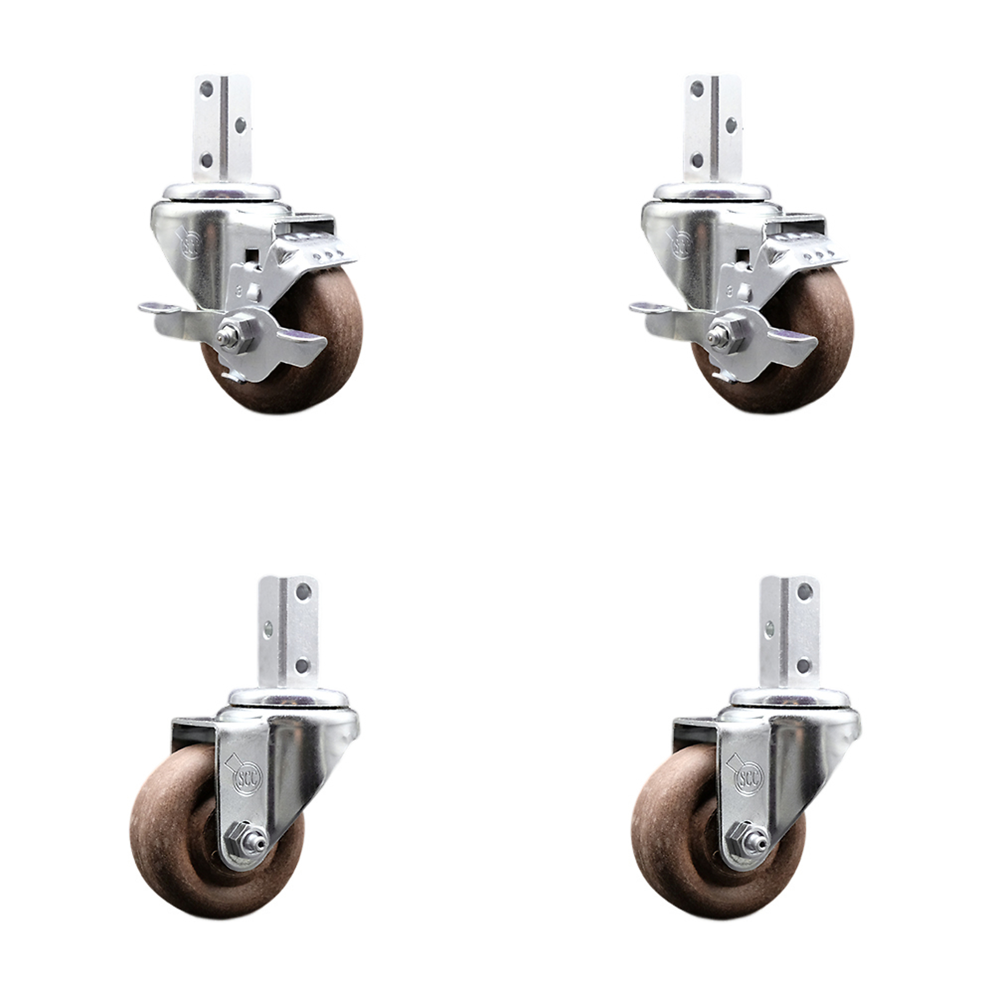 Service Caster, 3Inch x 1 1/4Inch Stem Casters, Wheel Diameter 3 in, Caster Type Swivel, Package (qty.) 4, Model SCC-SQ20S314-GFNSHT-TLB-78-2-S-2