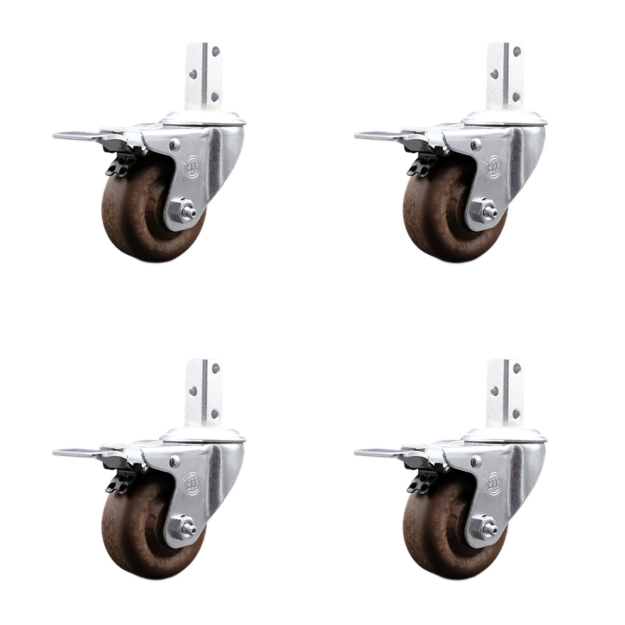 Service Caster, 3 1/2Inch x 1 1/4Inch Stem Casters, Wheel Diameter 3.5 in, Caster Type Swivel, Package (qty.) 4, Model SCC-SQTTL20S3514-GFNSHT-34-4