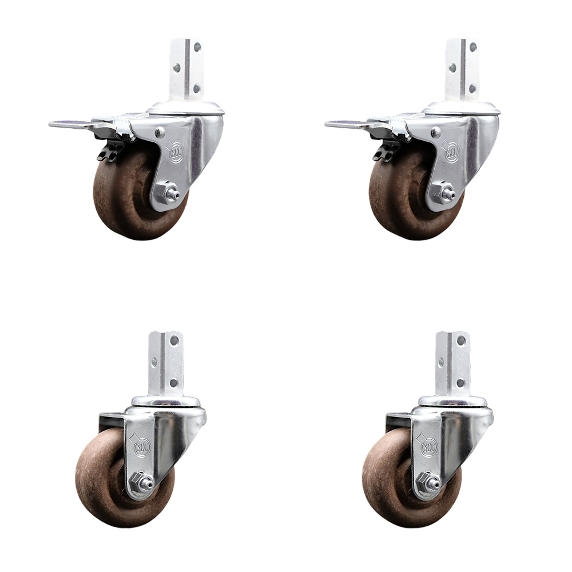 Service Caster, 3 1/2Inch x 1 1/4Inch Stem Casters, Wheel Diameter 3.5 in, Caster Type Swivel, Package (qty.) 4, Model SCC-SQTTL20S3514-GFNSHT-34-2-S-