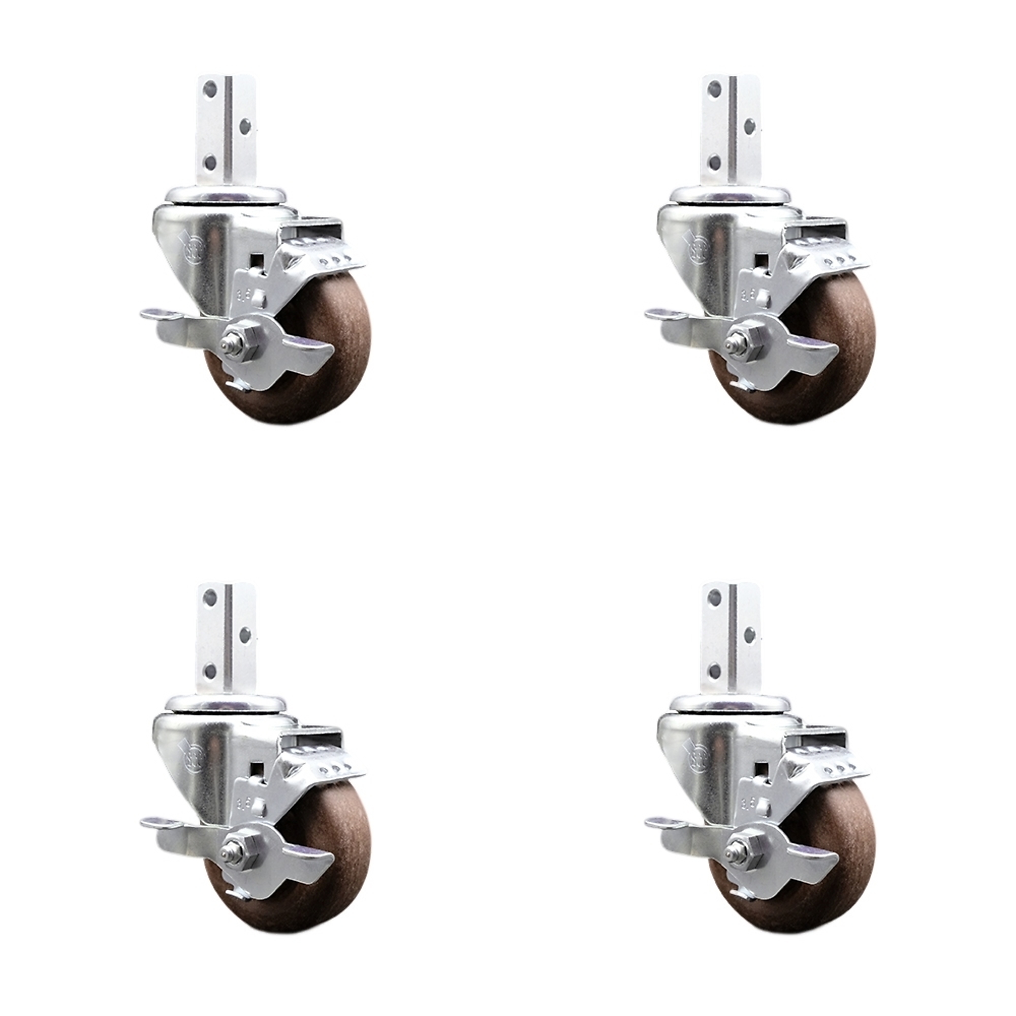 Service Caster, 3 1/2Inch x 1 1/4Inch Stem Casters, Wheel Diameter 3.5 in, Caster Type Swivel, Package (qty.) 4, Model SCC-SQ20S3514-GFNSHT-TLB-78-4