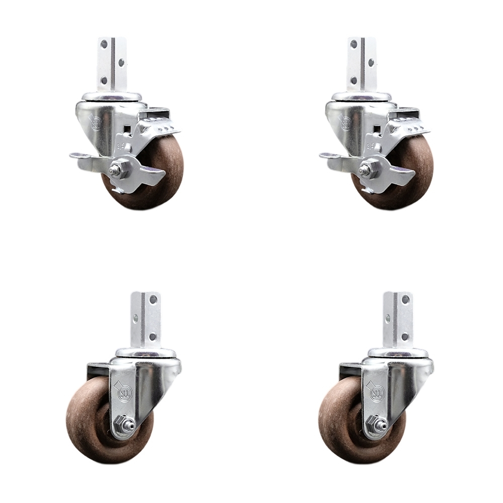 Service Caster, 3 1/2Inch x 1 1/4Inch Stem Casters, Wheel Diameter 3.5 in, Caster Type Swivel, Package (qty.) 4, Model SCC-SQ20S3514-GFNSHT-TLB-34-2-S