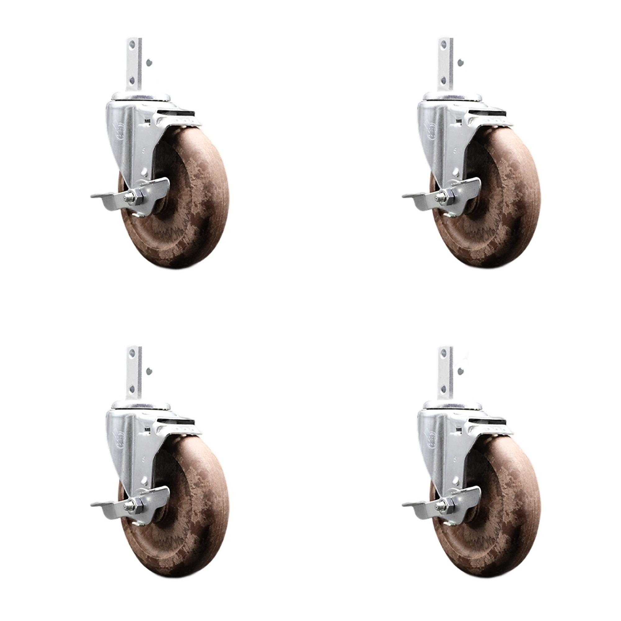 Service Caster, 5Inch x 1 1/4Inch Stem Casters, Wheel Diameter 5 in, Caster Type Swivel, Package (qty.) 4, Model SCC-SQ20S514-GFNSHT-TLB-34-4