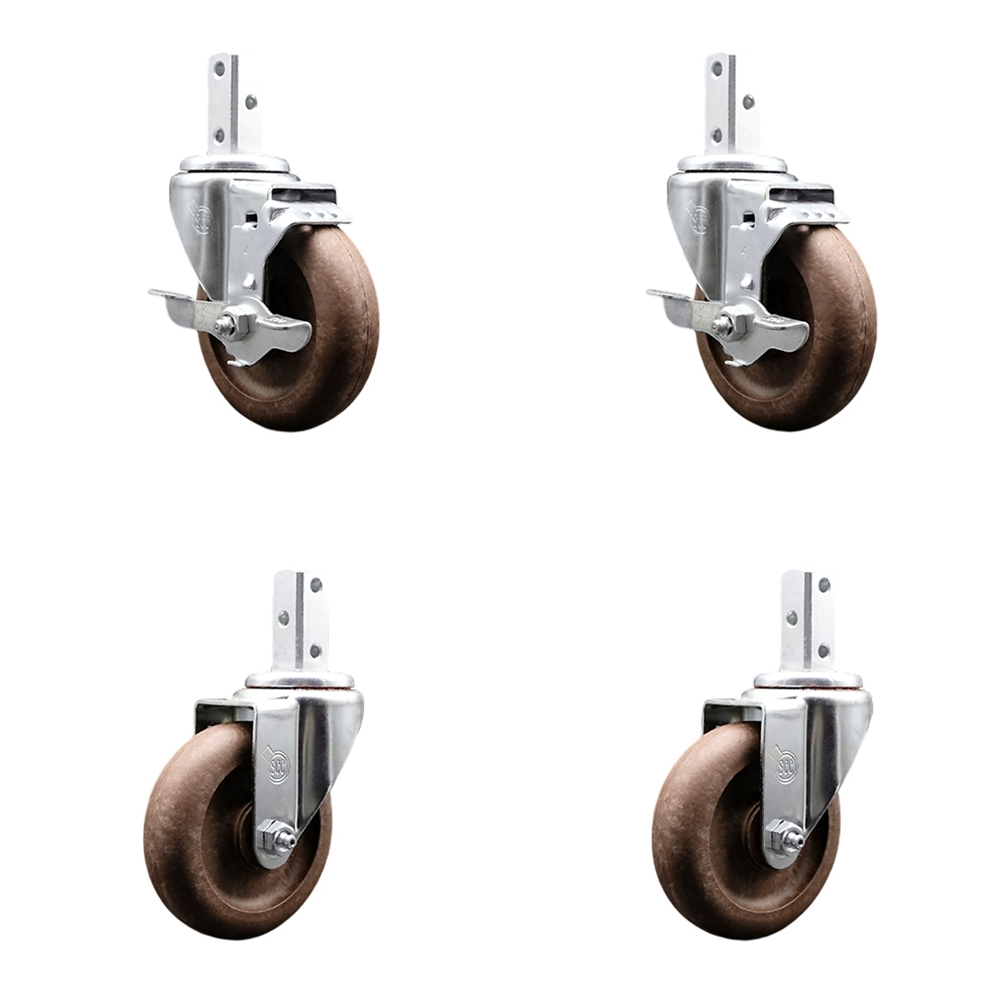 Service Caster, 4Inch x 1 1/4Inch Stem Casters, Wheel Diameter 4 in, Caster Type Swivel, Package (qty.) 4, Model SCC-SQ20S414-GFNSHT-TLB-34-2-S-2