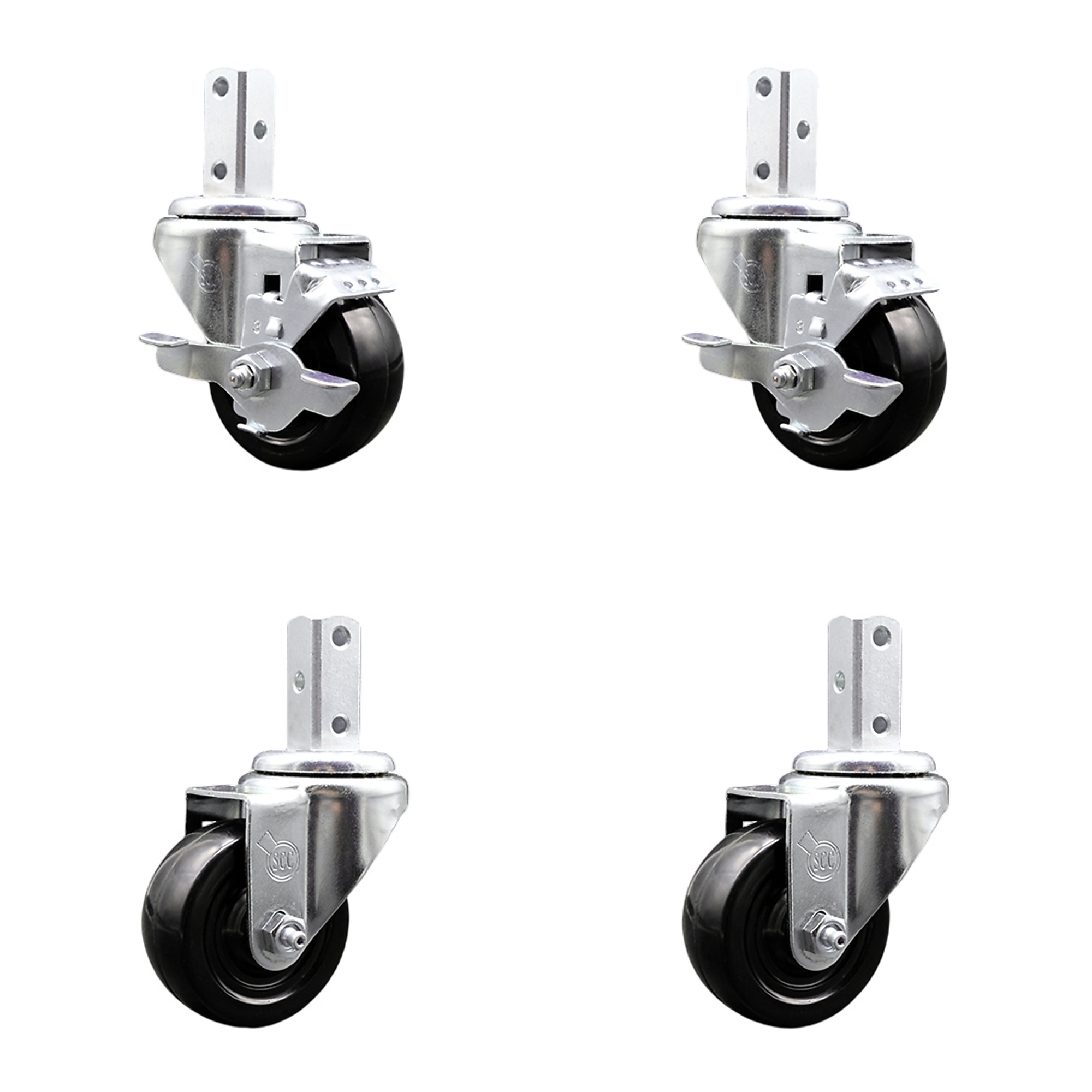 Service Caster, 3Inch x 1 1/4Inch Stem Casters, Wheel Diameter 3 in, Caster Type Swivel, Package (qty.) 4, Model SCC-SQ20S314-HRS-TLB-78-2-S-2