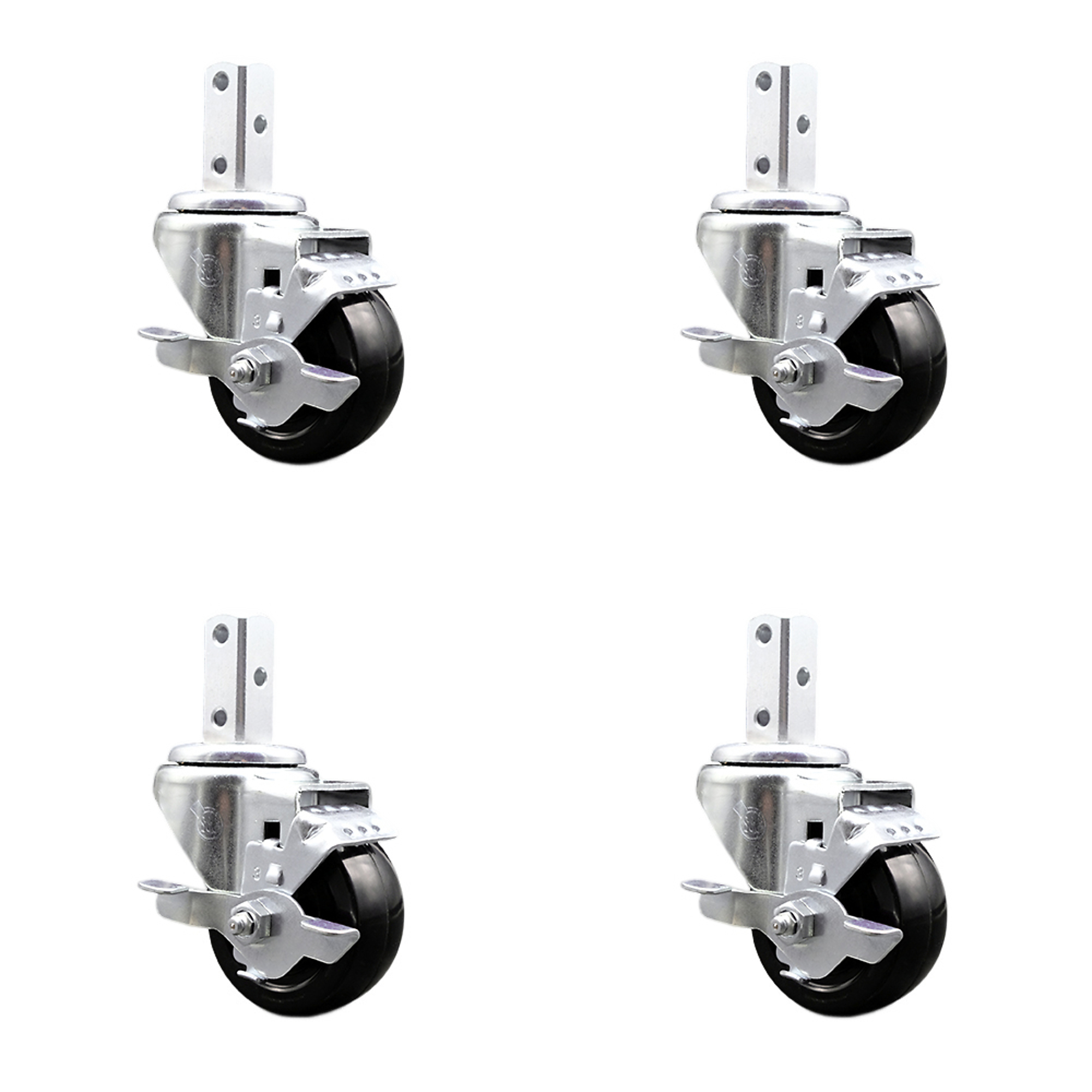 Service Caster, 3Inch x 1 1/4Inch Stem Casters, Wheel Diameter 3 in, Caster Type Swivel, Package (qty.) 4, Model SCC-SQ20S314-HRS-TLB-78-4