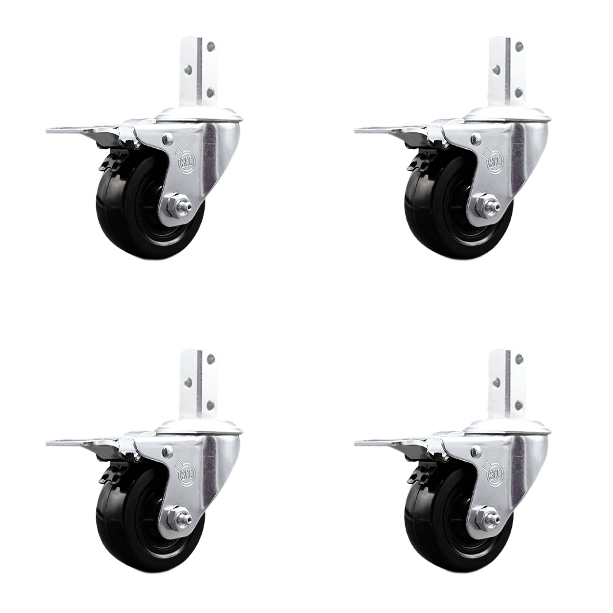 Service Caster, 3 1/2Inch x 1 1/4Inch Stem Casters, Wheel Diameter 3.5 in, Caster Type Swivel, Package (qty.) 4, Model SCC-SQTTL20S3514-HRS-34-4