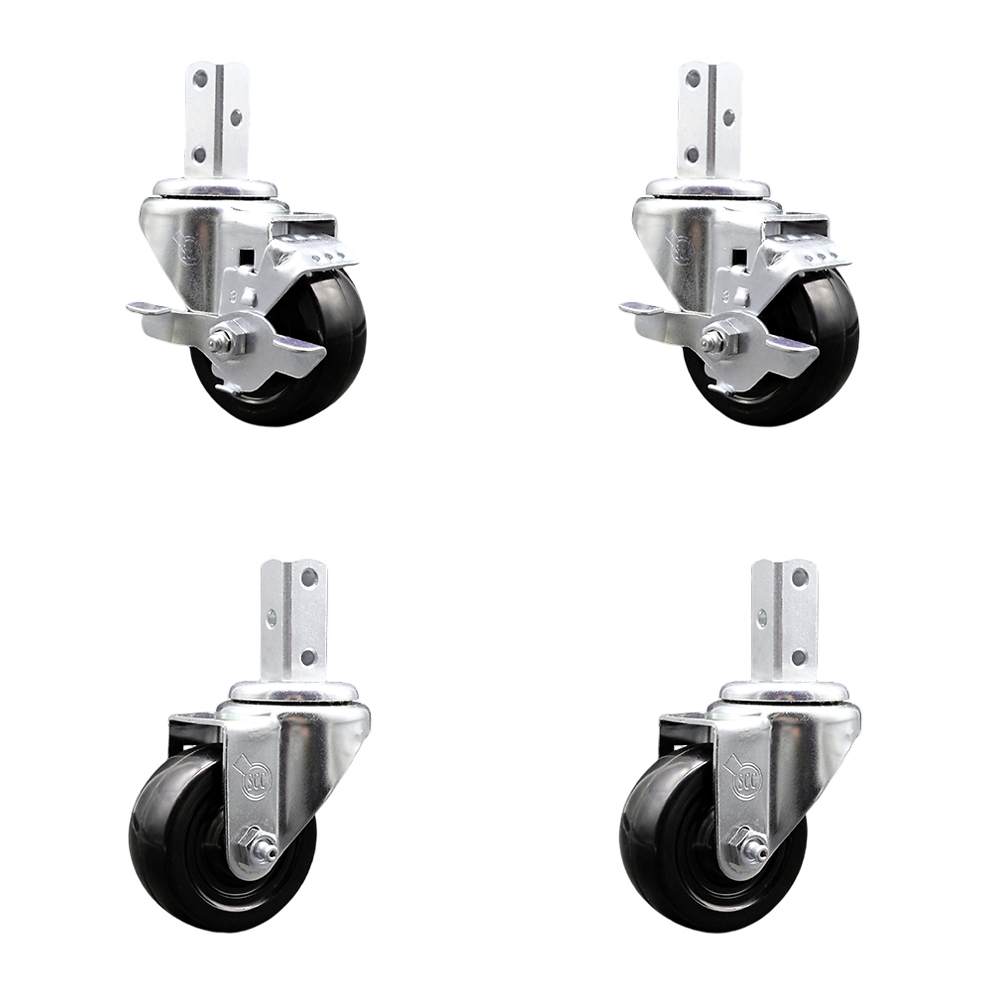 Service Caster, 3Inch x 1 1/4Inch Stem Casters, Wheel Diameter 3 in, Caster Type Swivel, Package (qty.) 4, Model SCC-SQ20S314-HRS-TLB-34-2-S-2