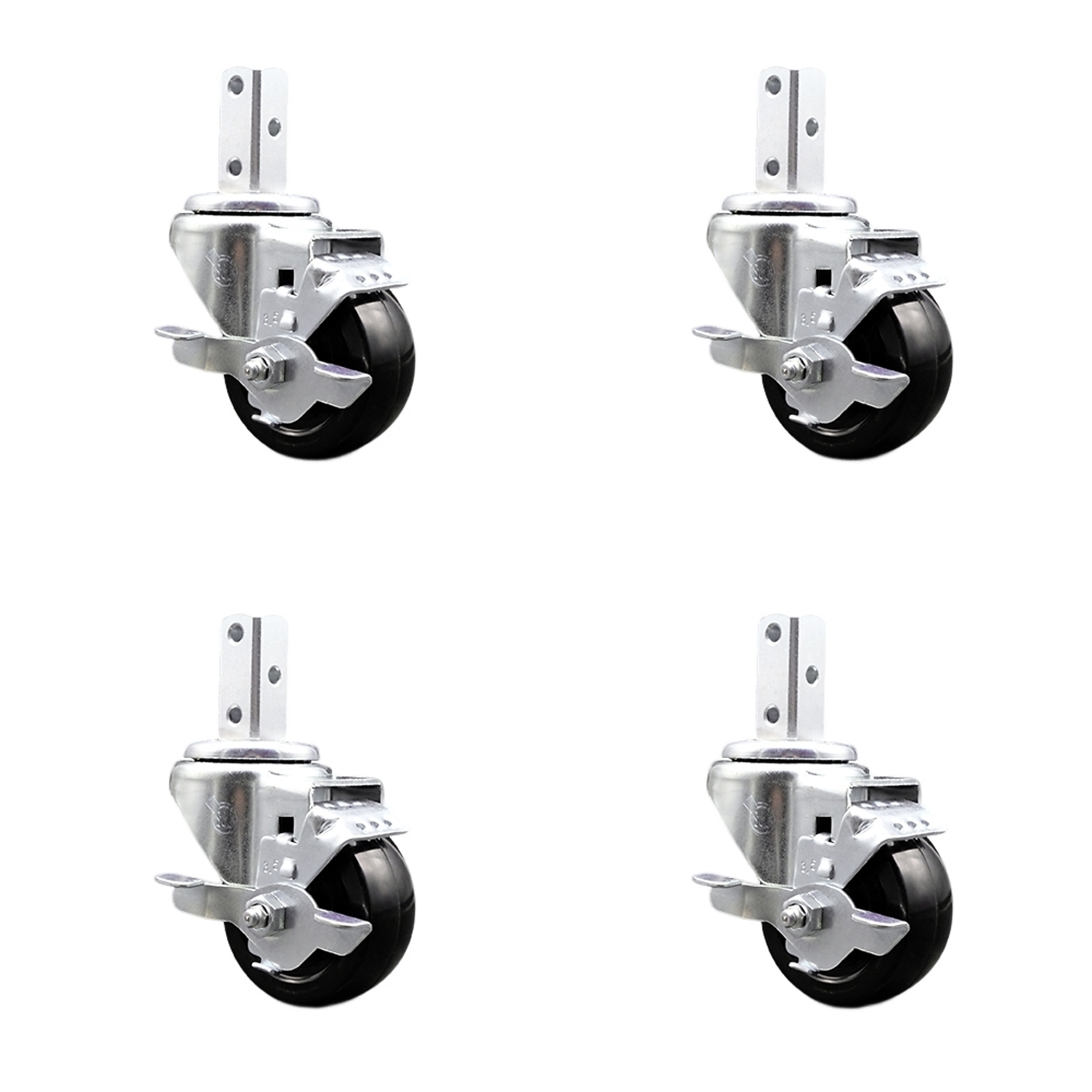 Service Caster, 3 1/2Inch x 1 1/4Inch Stem Casters, Wheel Diameter 3.5 in, Caster Type Swivel, Package (qty.) 4, Model SCC-SQ20S3514-HRS-TLB-34-4