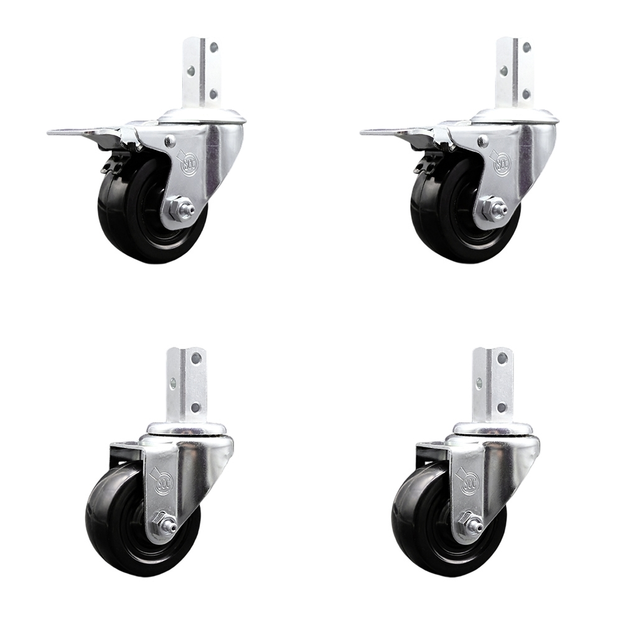 Service Caster, 3 1/2Inch x 1 1/4Inch Stem Casters, Wheel Diameter 3.5 in, Caster Type Swivel, Package (qty.) 4, Model SCC-SQTTL20S3514-HRS-78-2-S-2