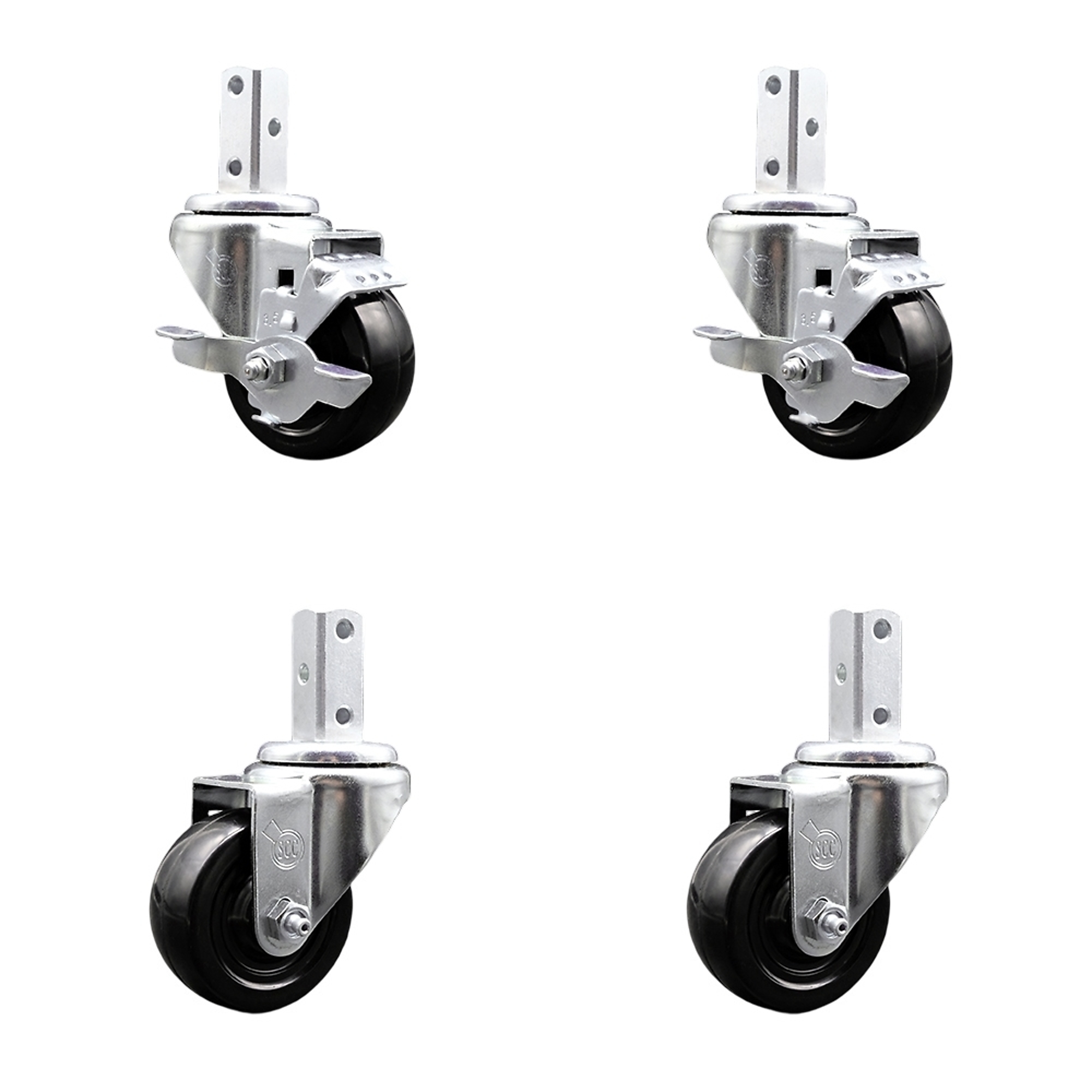 Service Caster, 3 1/2Inch x 1 1/4Inch Stem Casters, Wheel Diameter 3.5 in, Caster Type Swivel, Package (qty.) 4, Model SCC-SQ20S3514-HRS-TLB-34-2-S-2