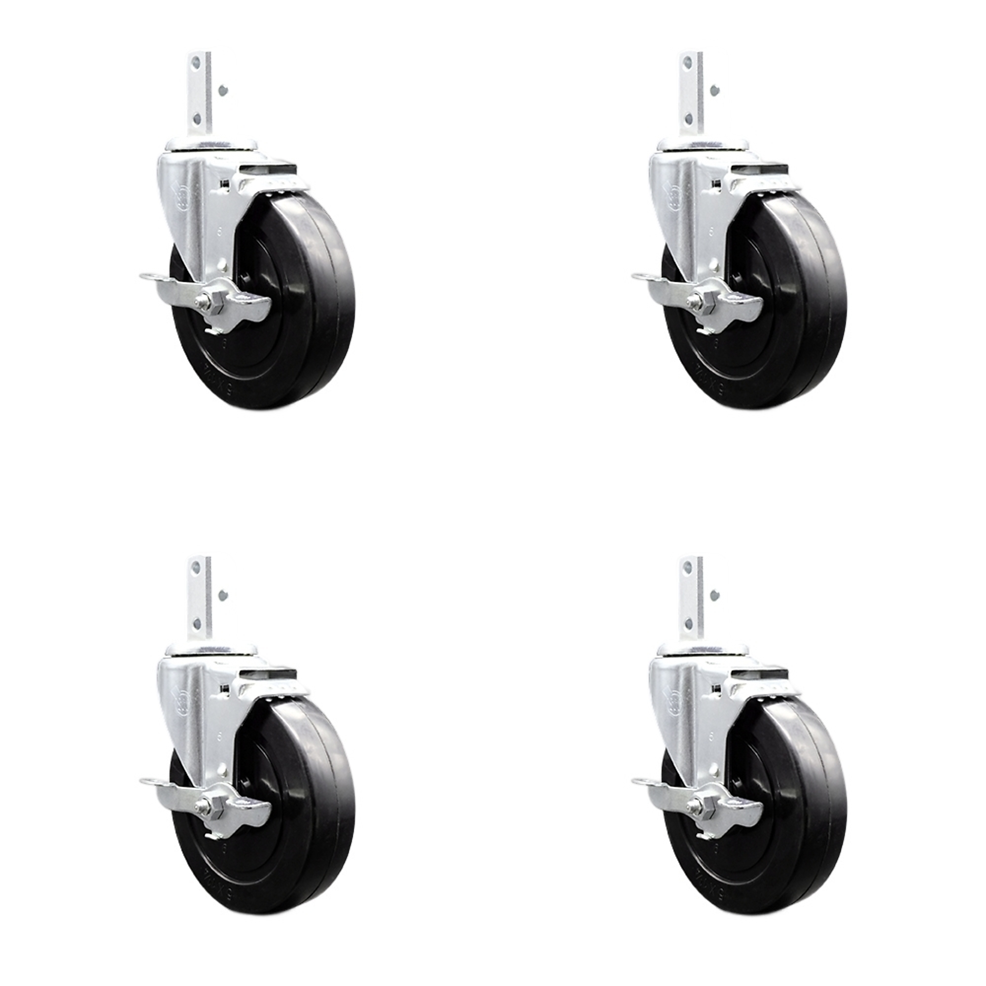 Service Caster, 5Inch x 1 1/4Inch Stem Casters, Wheel Diameter 5 in, Caster Type Swivel, Package (qty.) 4, Model SCC-SQ20S514-HRS-TLB-34-4