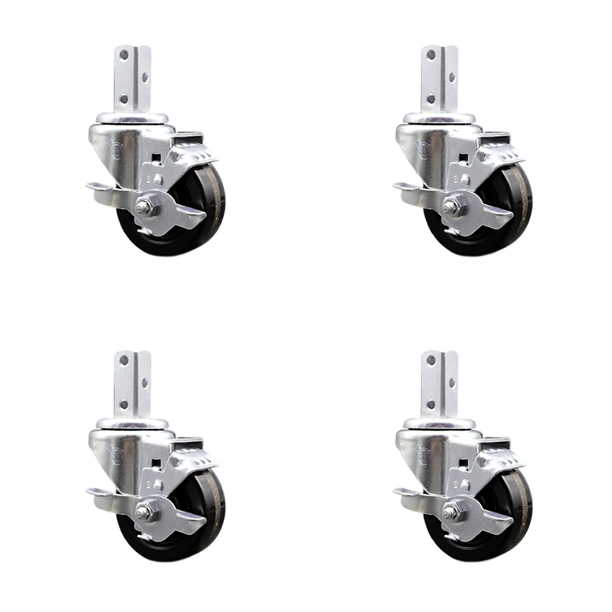 Service Caster, 3Inch x 1 1/4Inch Stem Casters, Wheel Diameter 3 in, Caster Type Swivel, Package (qty.) 4, Model SCC-SQ20S314-PHS-TLB-34-4