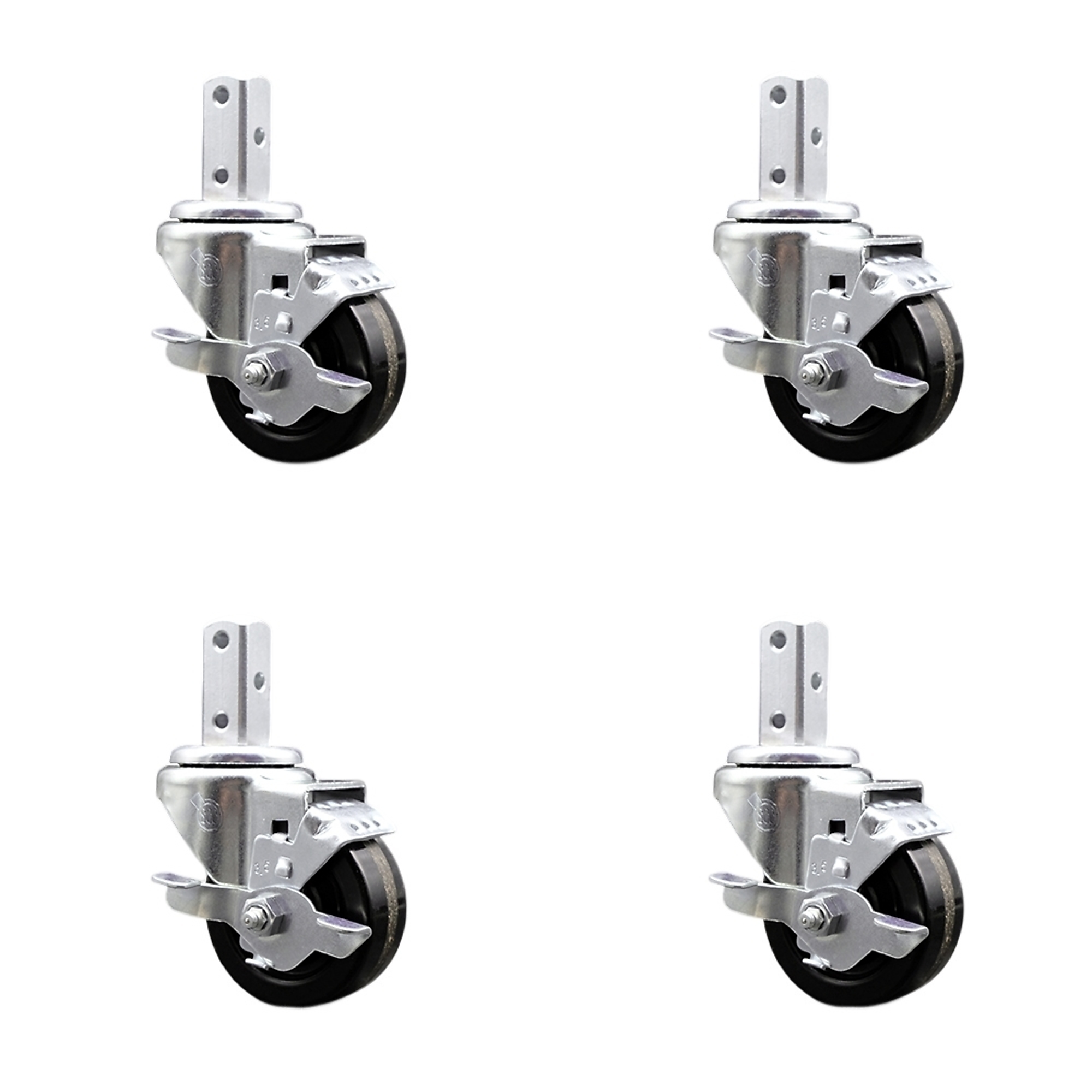 Service Caster, 3 1/2Inch x 1 1/4Inch Stem Casters, Wheel Diameter 3.5 in, Caster Type Swivel, Package (qty.) 4, Model SCC-SQ20S3514-PHS-TLB-34-4