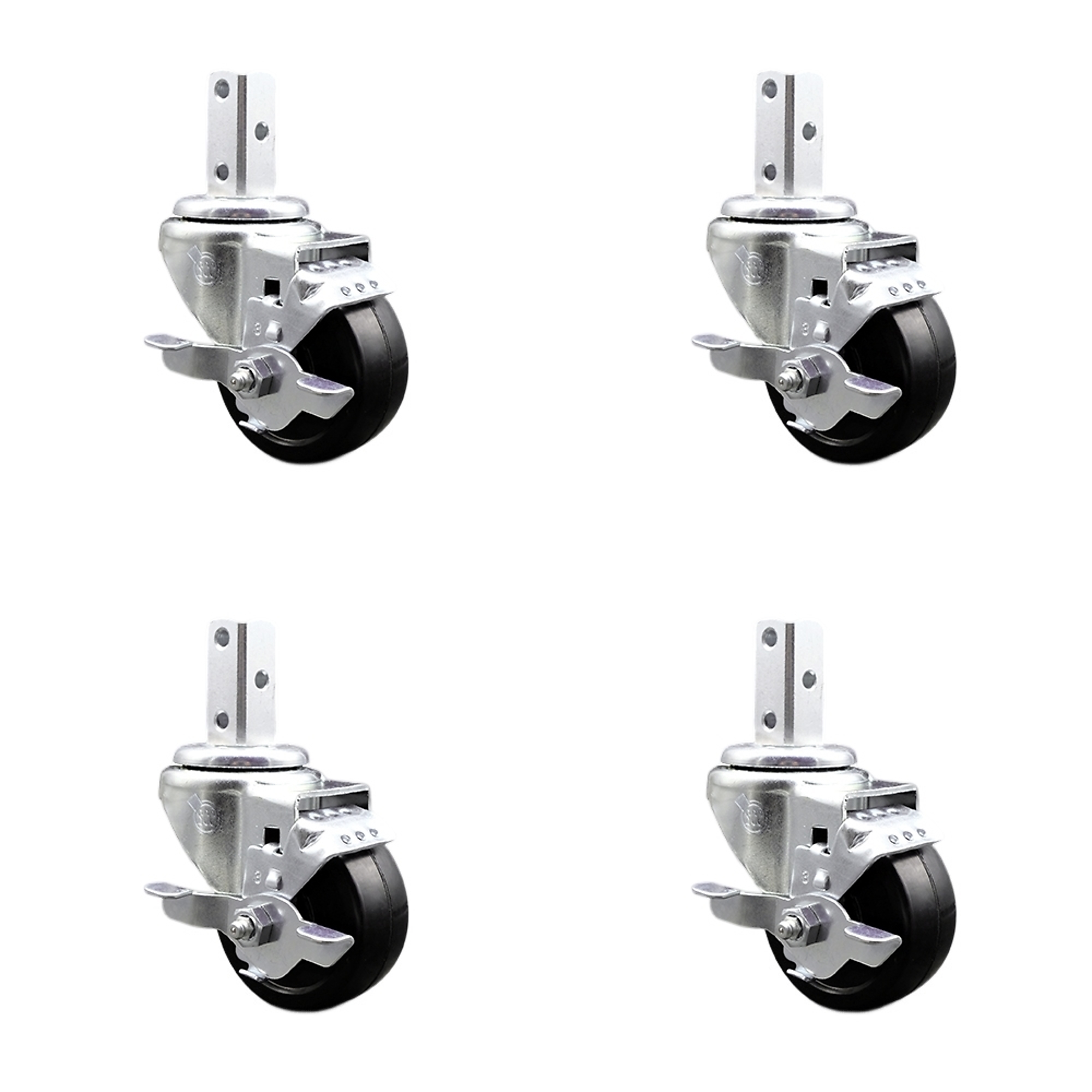 Service Caster, 3Inch x 1 1/4Inch Stem Casters, Wheel Diameter 3 in, Caster Type Swivel, Package (qty.) 4, Model SCC-SQ20S314-SRS-TLB-78-4