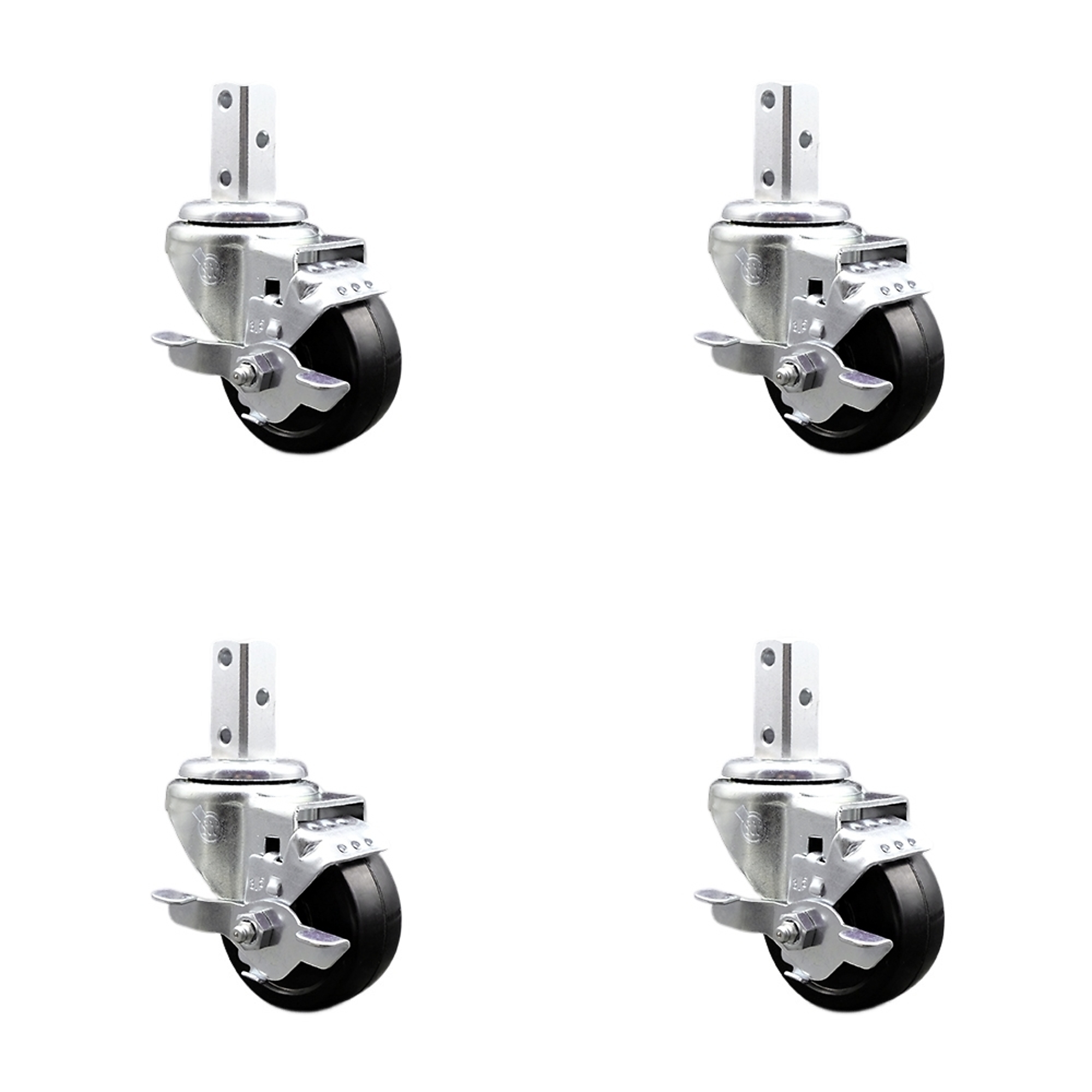 Service Caster, 3 1/2Inch x 1 1/4Inch Stem Casters, Wheel Diameter 3.5 in, Caster Type Swivel, Package (qty.) 4, Model SCC-SQ20S3514-SRS-TLB-34-4