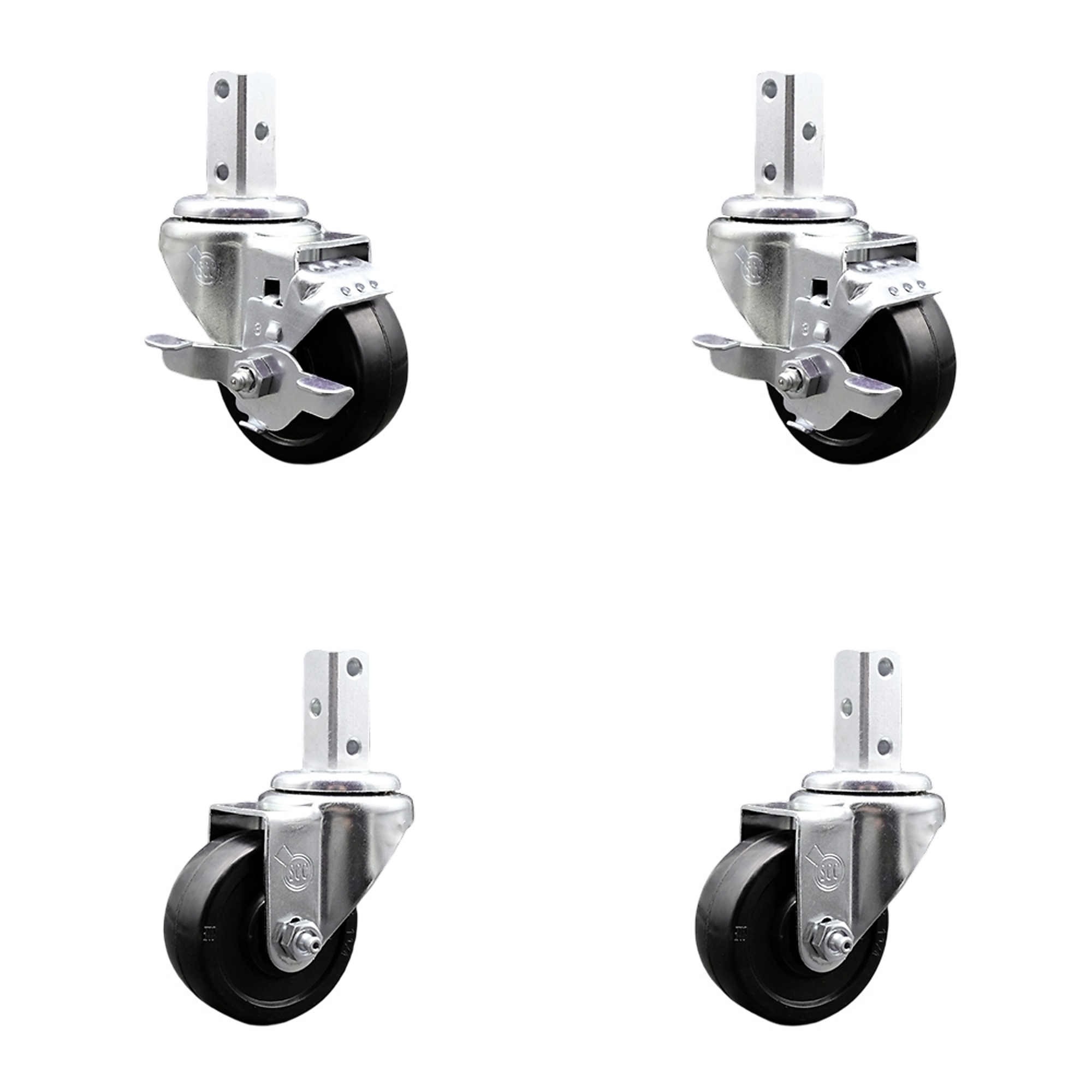 Service Caster, 3Inch x 1 1/4Inch Stem Casters, Wheel Diameter 3 in, Caster Type Swivel, Package (qty.) 4, Model SCC-SQ20S314-SRS-TLB-34-2-S-2