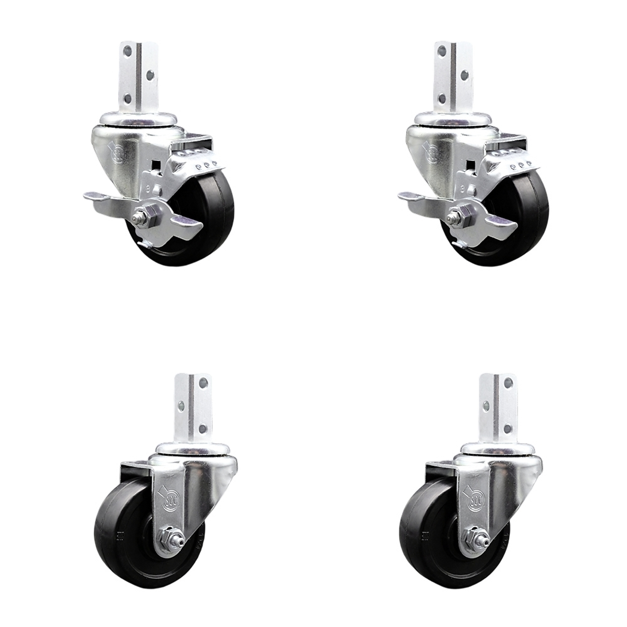 Service Caster, 3Inch x 1 1/4Inch Stem Casters, Wheel Diameter 3 in, Caster Type Swivel, Package (qty.) 4, Model SCC-SQ20S314-SRS-TLB-78-2-S-2