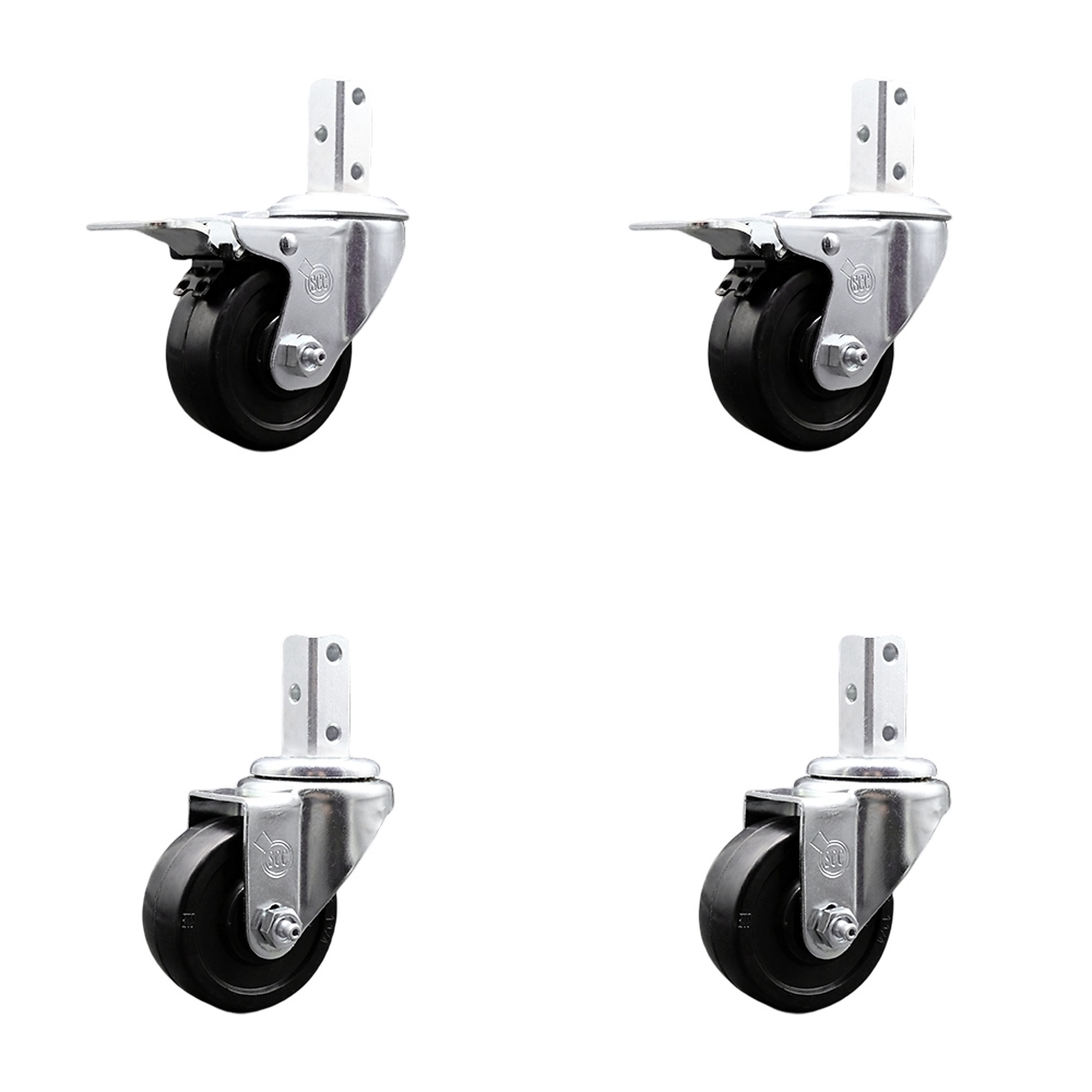 Service Caster, 3 1/2Inch x 1 1/4Inch Stem Casters, Wheel Diameter 3.5 in, Caster Type Swivel, Package (qty.) 4, Model SCC-SQTTL20S3514-SRS-34-2-S-2