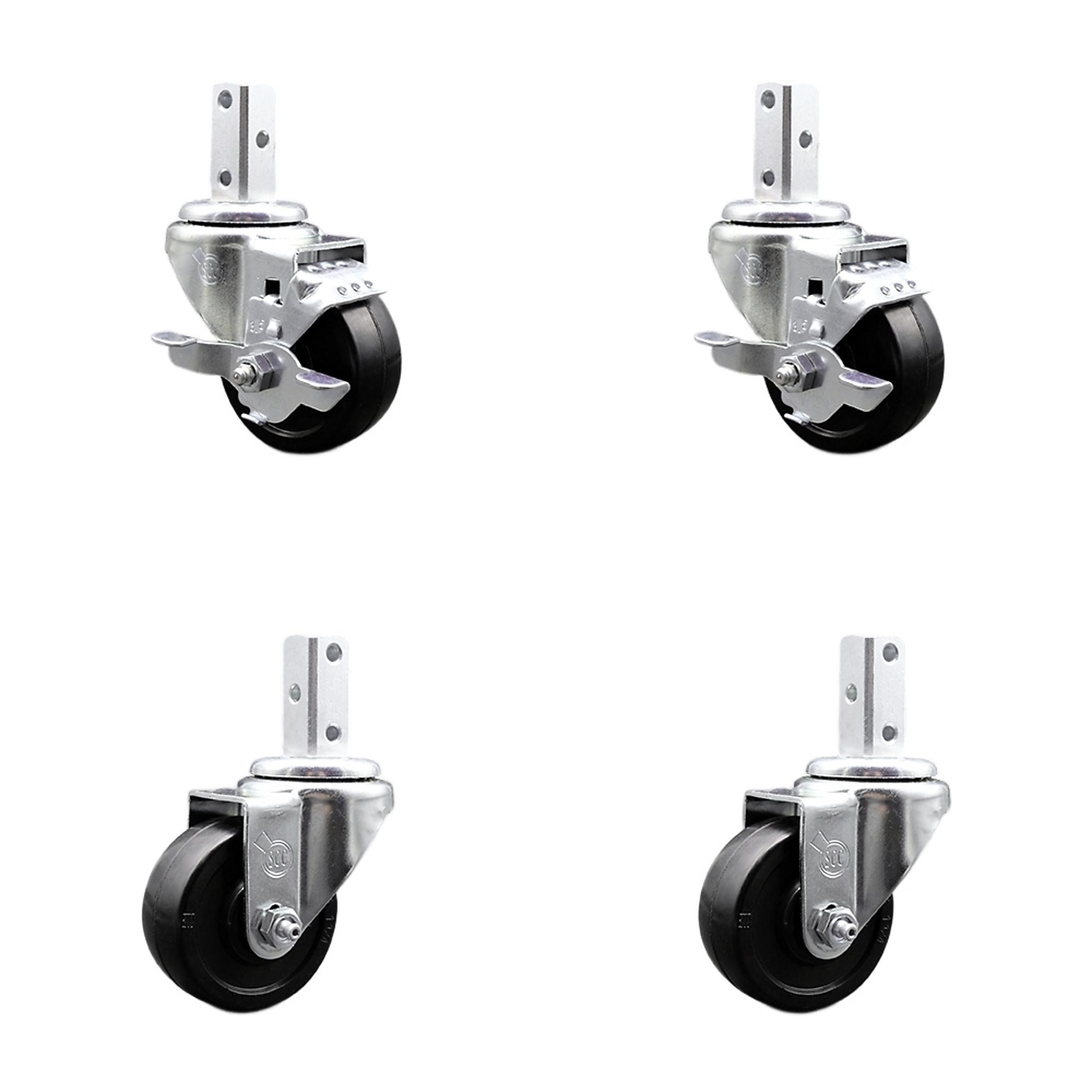 Service Caster, 3 1/2Inch x 1 1/4Inch Stem Casters, Wheel Diameter 3.5 in, Caster Type Swivel, Package (qty.) 4, Model SCC-SQ20S3514-SRS-TLB-34-2-S-2