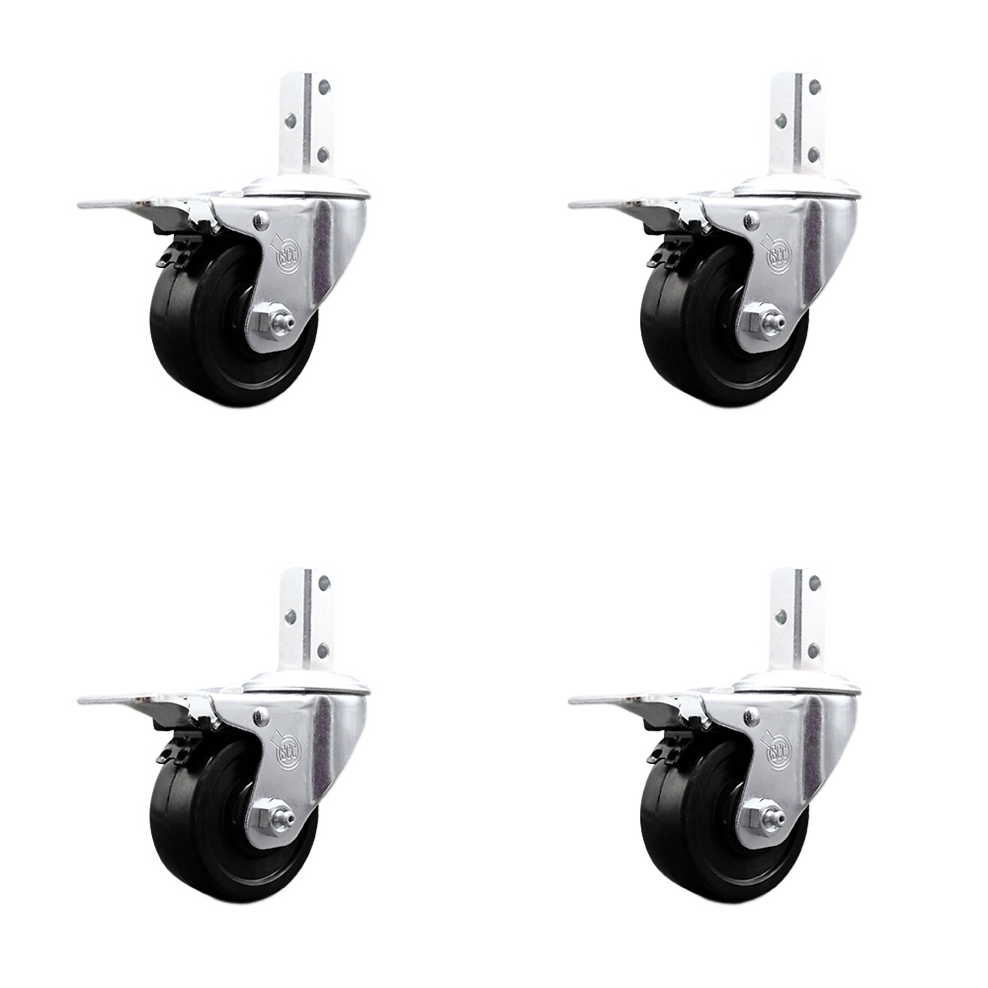 Service Caster, 3 1/2Inch x 1 1/4Inch Stem Casters, Wheel Diameter 3.5 in, Caster Type Swivel, Package (qty.) 4, Model SCC-SQTTL20S3514-SRS-34-4