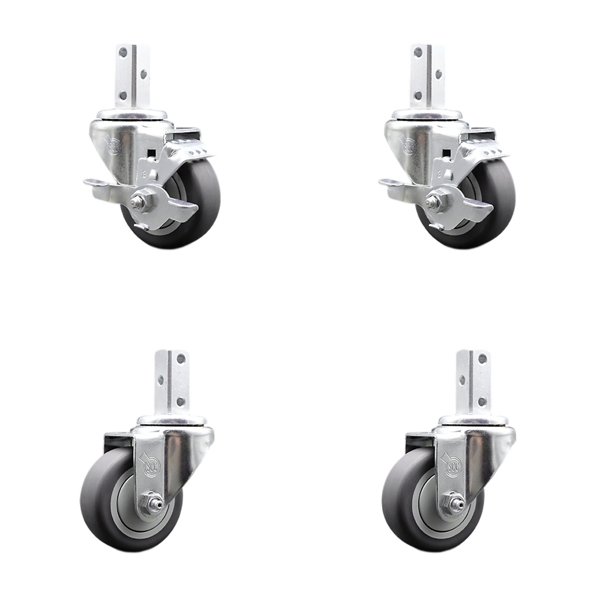 Service Caster, 3Inch x 1 1/4Inch Stem Casters, Wheel Diameter 3 in, Caster Type Swivel, Package (qty.) 4, Model SCC-SQ20S314-TPRB-TLB-34-2-S-2