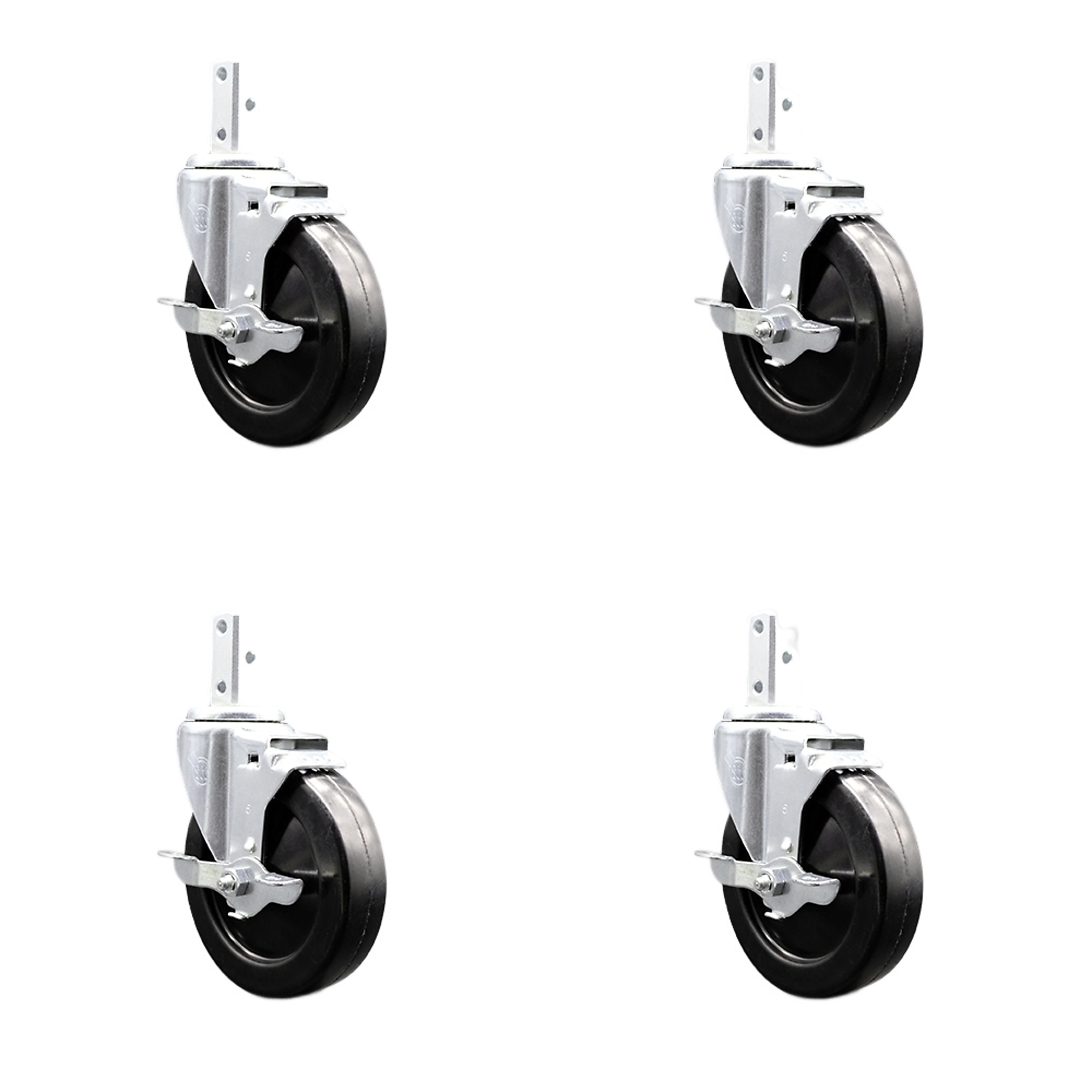 Service Caster, 5Inch x 1 1/4Inch Stem Casters, Wheel Diameter 5 in, Caster Type Swivel, Package (qty.) 4, Model SCC-SQ20S514-SRS-TLB-34-4