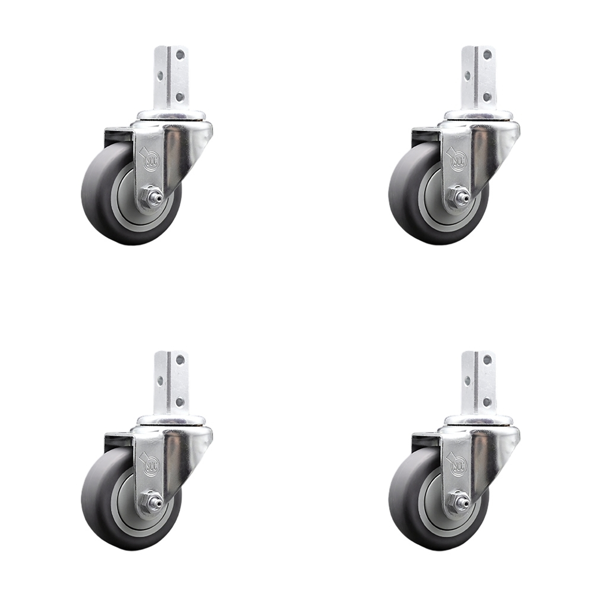 Service Caster, 3 1/2Inch x 1 1/4Inch Stem Casters, Wheel Diameter 3.5 in, Caster Type Swivel, Package (qty.) 4, Model SCC-SQ20S3514-TPRB-78-4