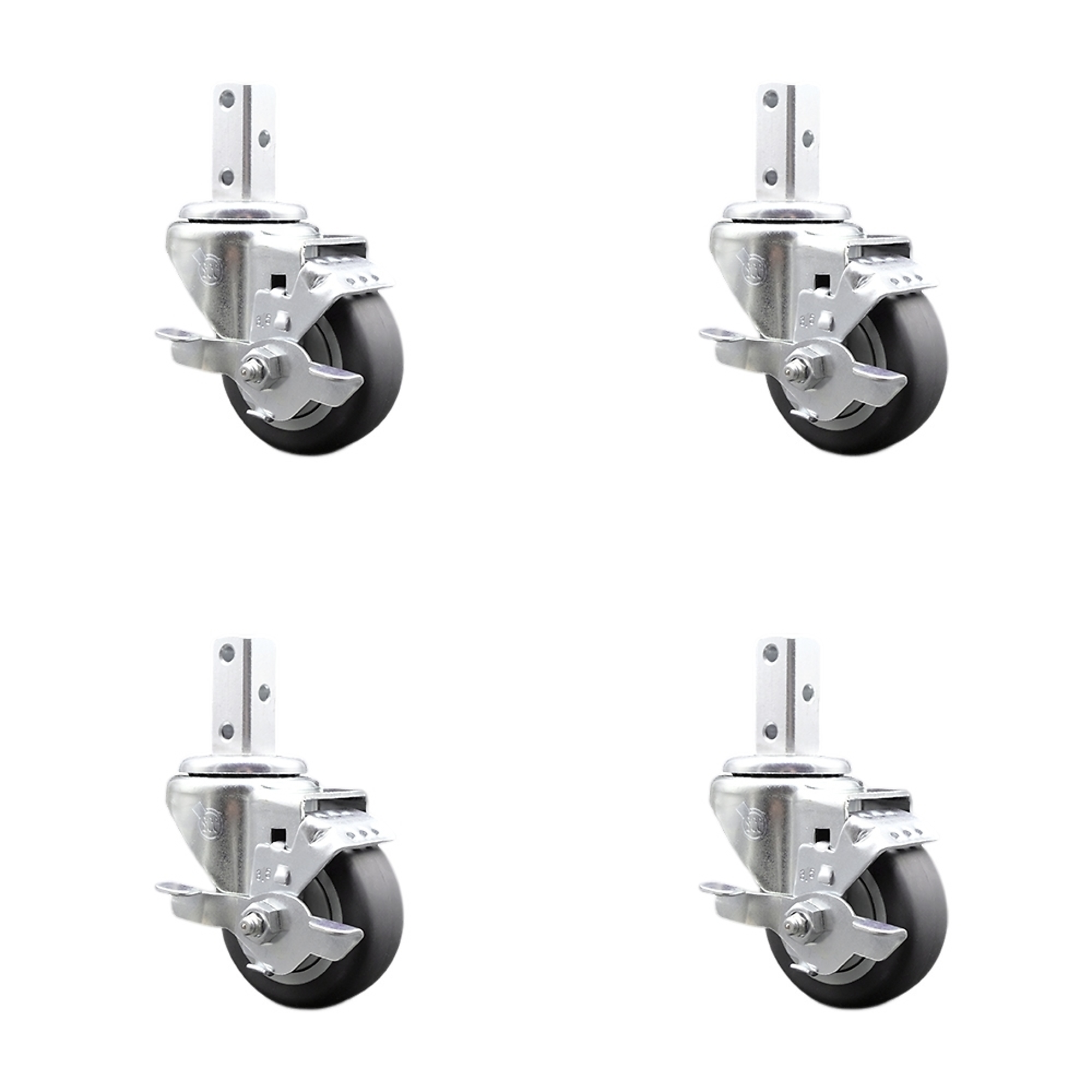 Service Caster, 3 1/2Inch x 1 1/4Inch Stem Casters, Wheel Diameter 3.5 in, Caster Type Swivel, Package (qty.) 4, Model SCC-SQ20S3514-TPRB-TLB-78-4