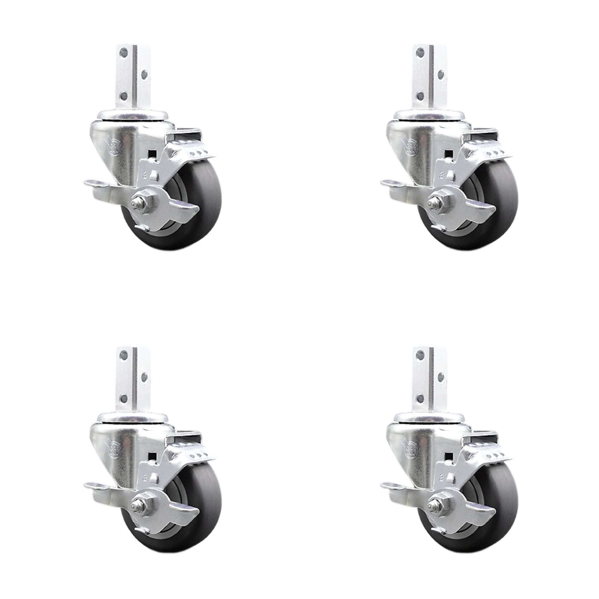 Service Caster, 3Inch x 1 1/4Inch Stem Casters, Wheel Diameter 3 in, Caster Type Swivel, Package (qty.) 4, Model SCC-SQ20S314-TPRB-TLB-78-4