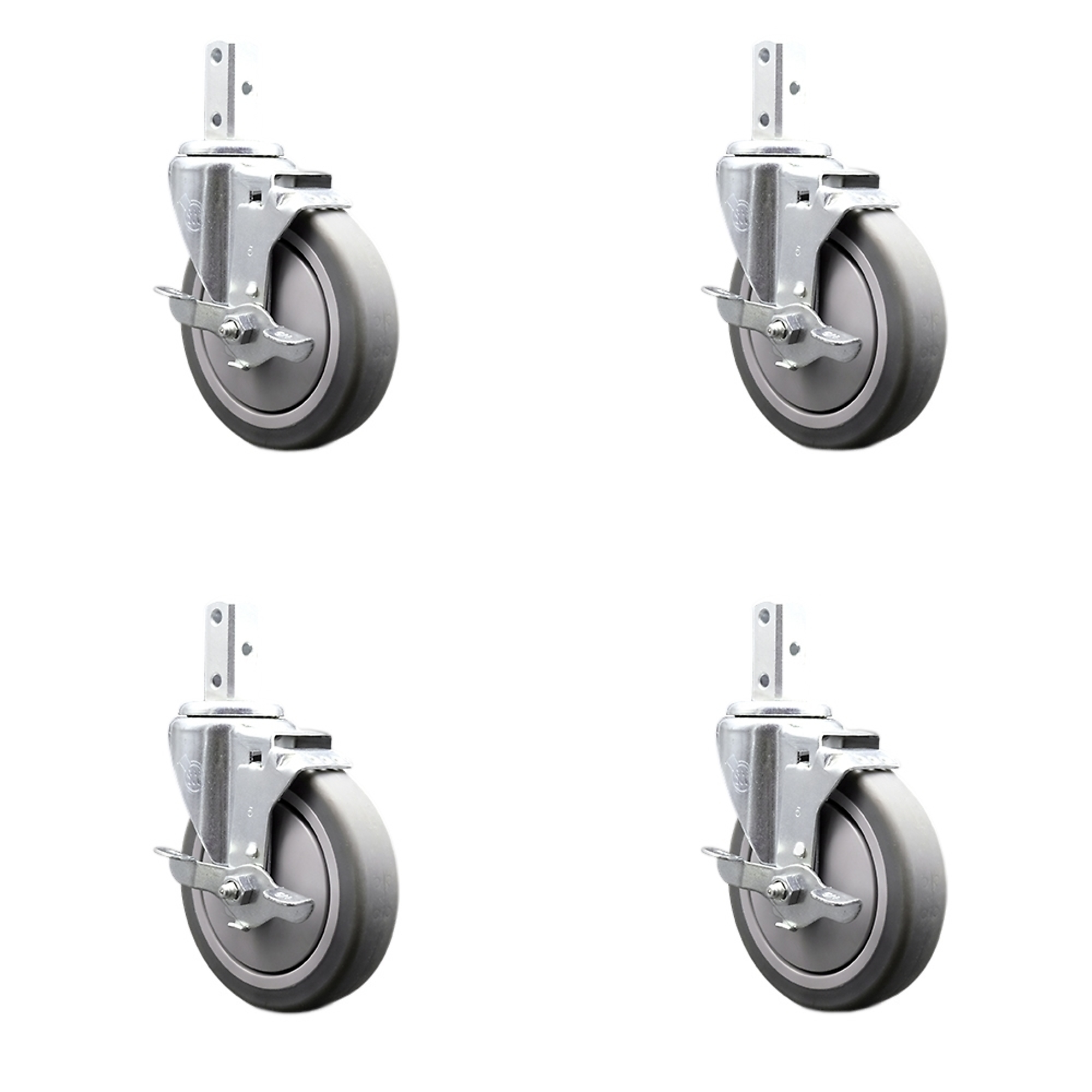 Service Caster, 5Inch x 1 1/4Inch Stem Casters, Wheel Diameter 5 in, Caster Type Swivel, Package (qty.) 4, Model SCC-SQ20S514-TPRB-TLB-78-4