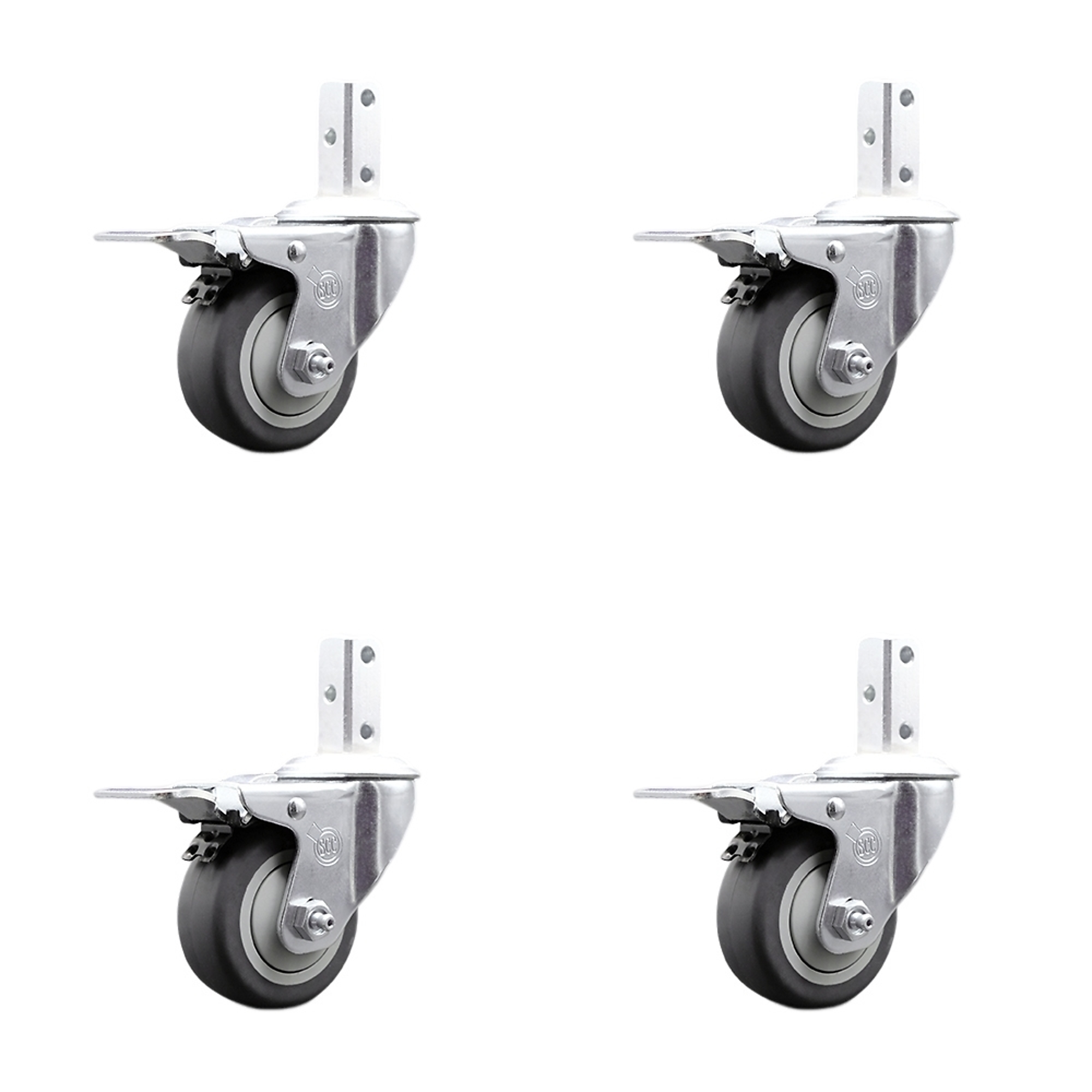 Service Caster, 3 1/2Inch x 1 1/4Inch Stem Casters, Wheel Diameter 3.5 in, Caster Type Swivel, Package (qty.) 4, Model SCC-SQTTL20S3514-TPRB-78-4